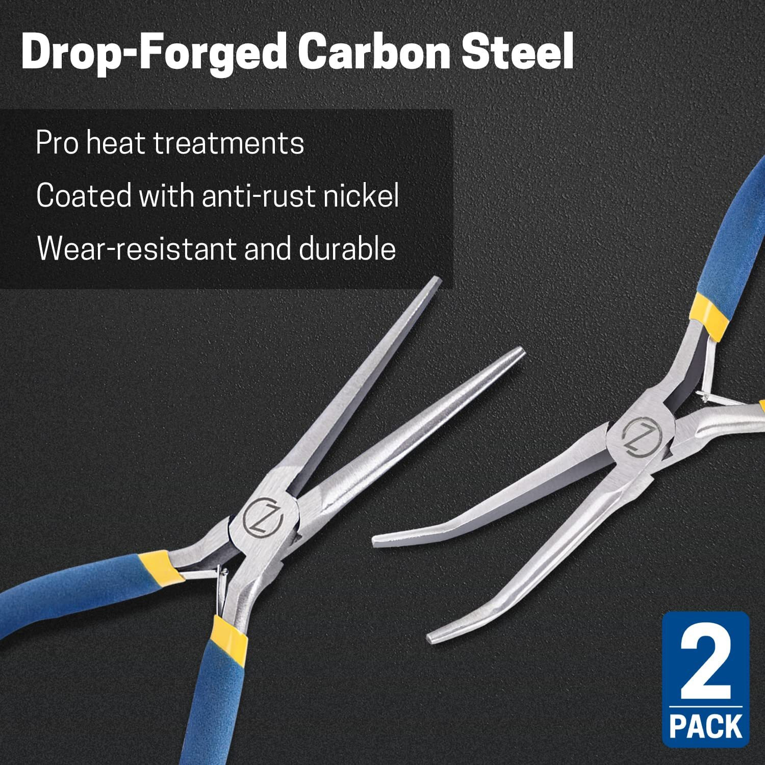 Viseman 6"" Mini Needle Nose Pliers With Comfort Grip Handles, 2Pcs Long Nose Pliers Set For Handmade Craft
