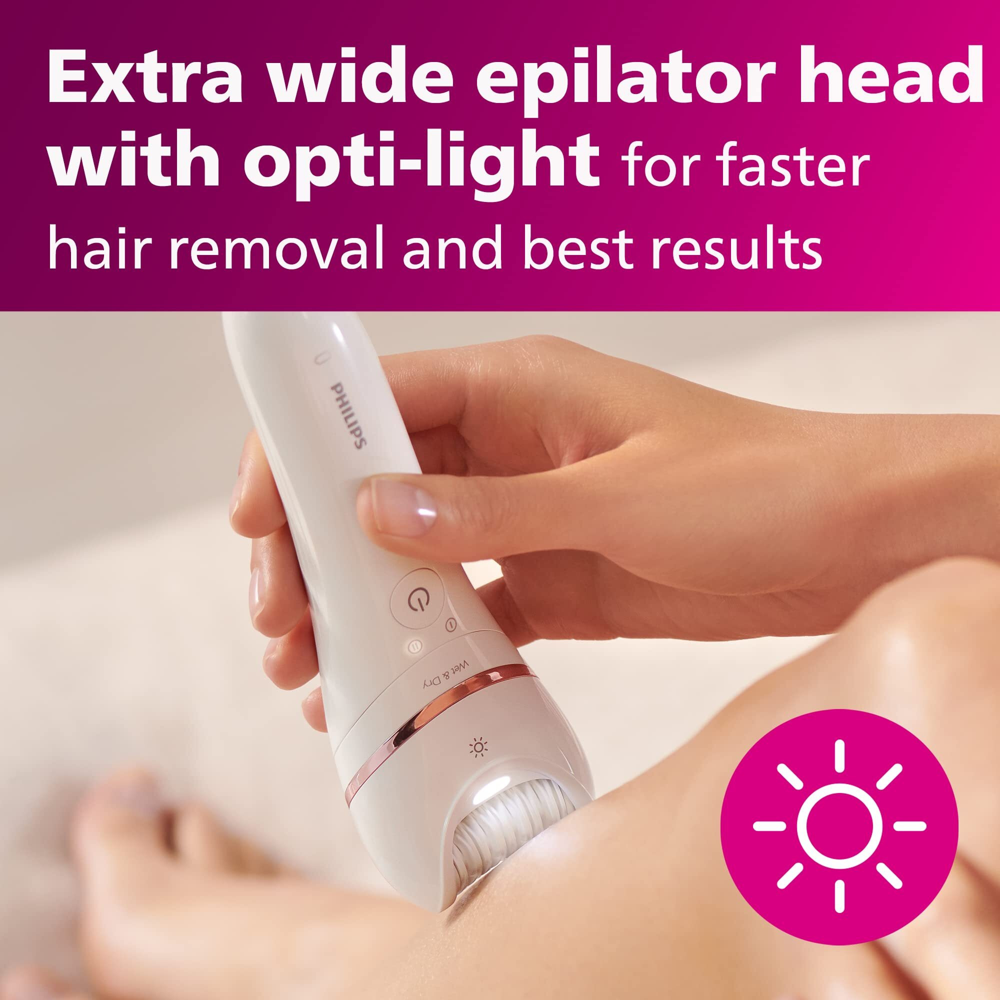 Philips Beauty Epilator Series 8000 5 In 1 Shaver For Women, Trimmer, Pedicure & Body Exfoliator + 9 Accessories, Bre740/14