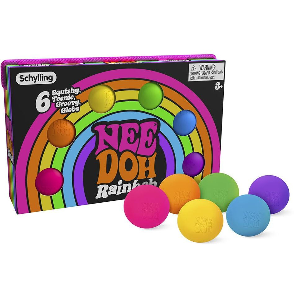 Schylling Needoh Rainboh Teenie - Sensory Fidget Toy - 6 Mini Groovy Globs - Ages 3 To Adult
