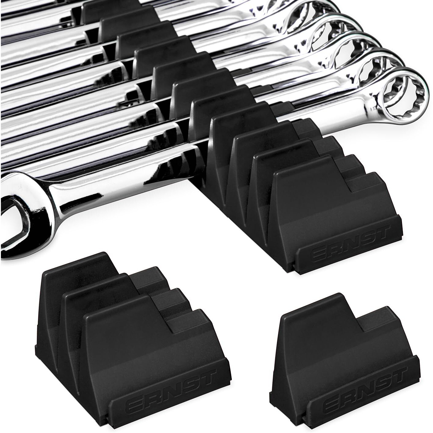 Ernst Manufacturing 5411M Magnetic Wrench Pro - Modular Wrench Storage For 40 Wrenches - Black