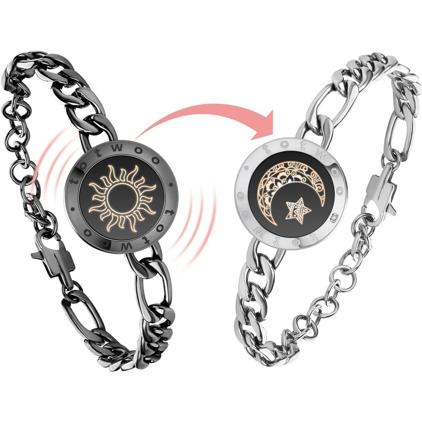 Totwoo Touch Bracelets For Couples, Vibration & Light Up For Love Couples | Long Distance Relationship Gifts For Girlfriend Bluetooth Pairing Jewelry