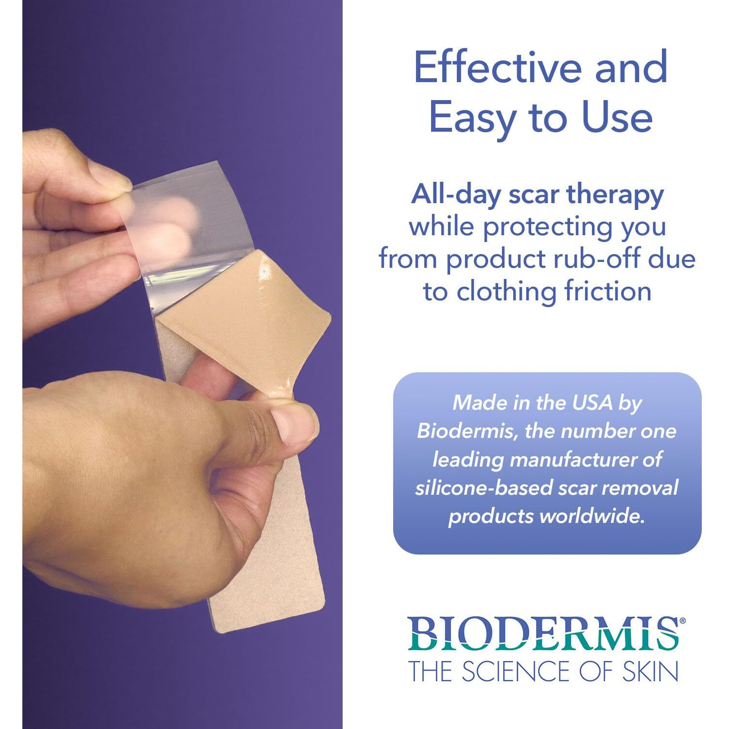 Biodermis Epi-Derm Long Strips, Silicone Gel Sheeting For Scars, Ideal For C-Section, Tummy Tuck, Cardiac Surgery Scars, Premium Grade Scar Sheets, Reusable, 1.4 X 11.5 In - 1 Pair, Natural