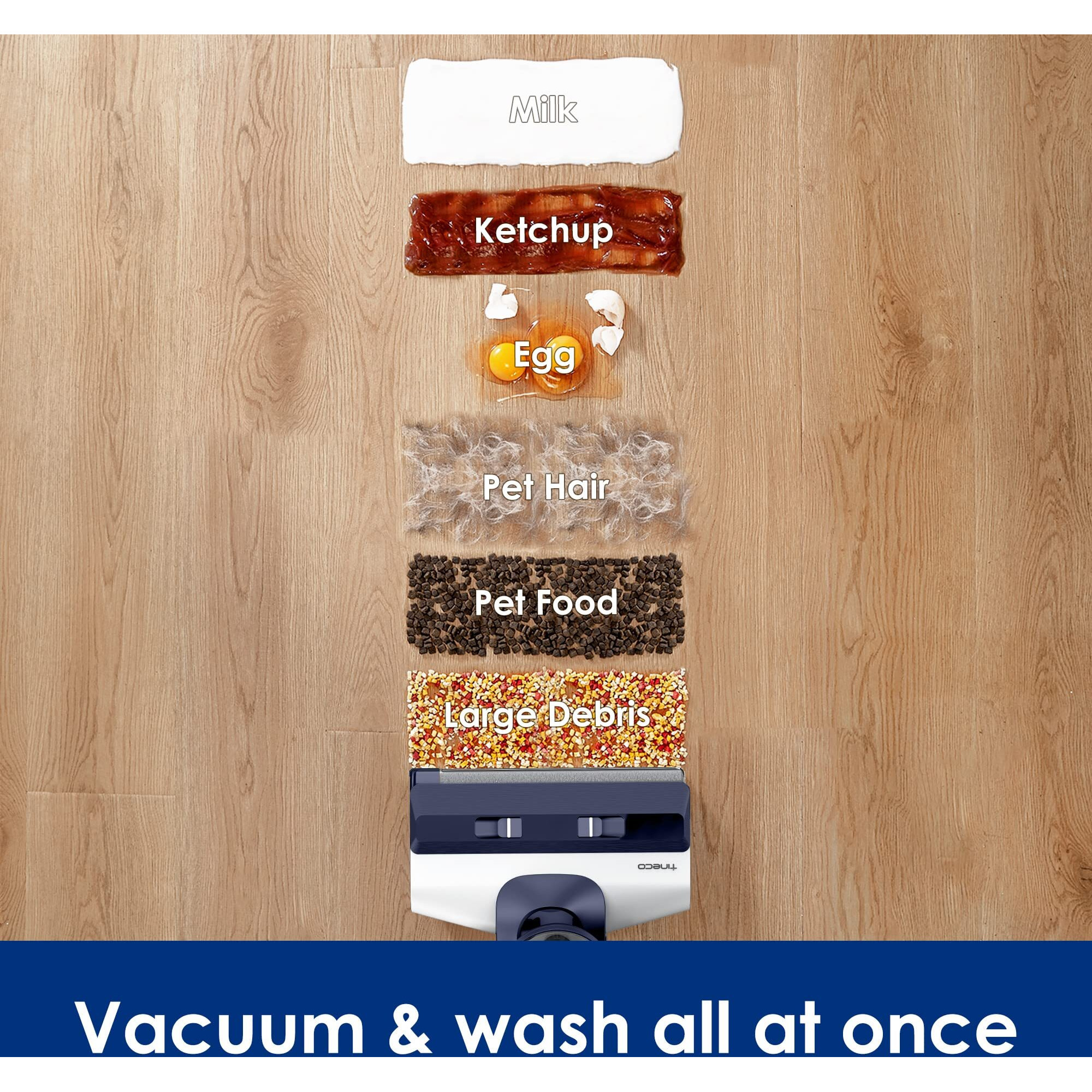Tineco Floor One S5 Smart Cordless Wet Dry Vacuum Cleaner And Mop For Hard Floors, Digital Display, Long Run Time, Great For Sticky Messes And Pet Hair, Space-Saving Design, Blue