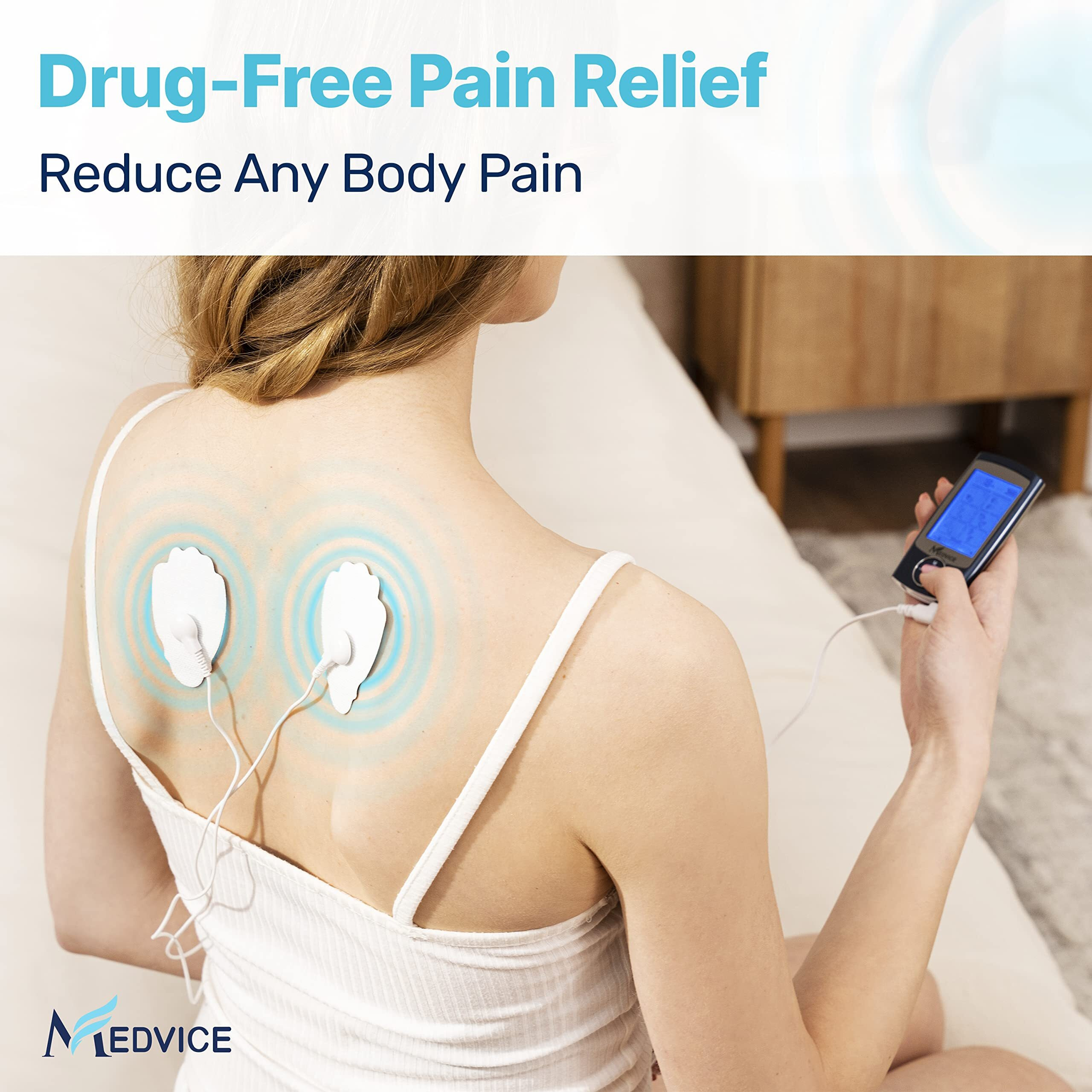 Medvice Rechargeable Tens Unit Muscle Stimulator, 2Nd Gen 16 Modes & 8 Upgraded Pads For Natural Pain Relief & Management, Fda Cleared Electric Pulse Impulse Mini Massager Machine