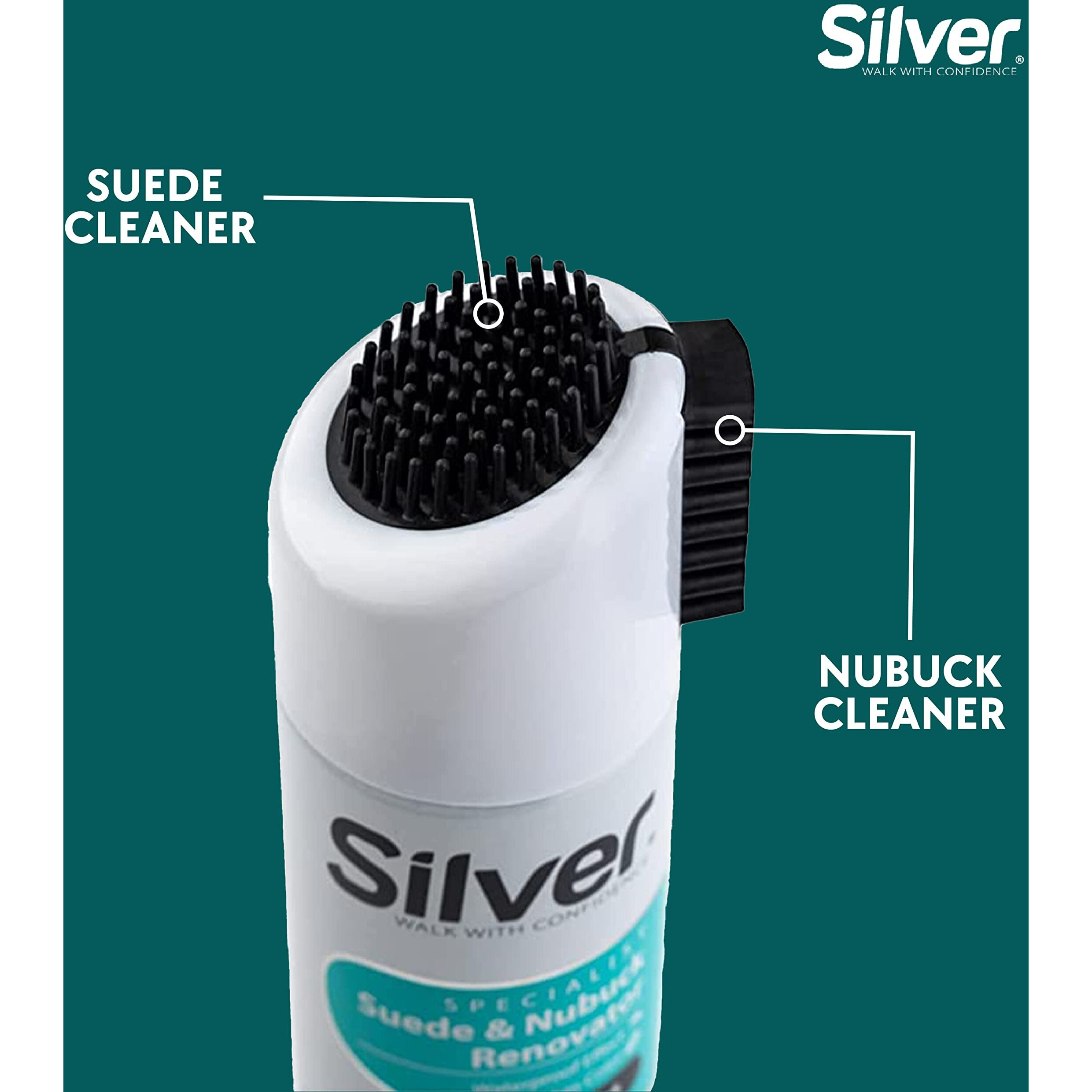 Silver Suede And Nubuck Color Dye Spray - Waterproof, Restores Faded Colors, Easy To Use 8.5Oz (Black)