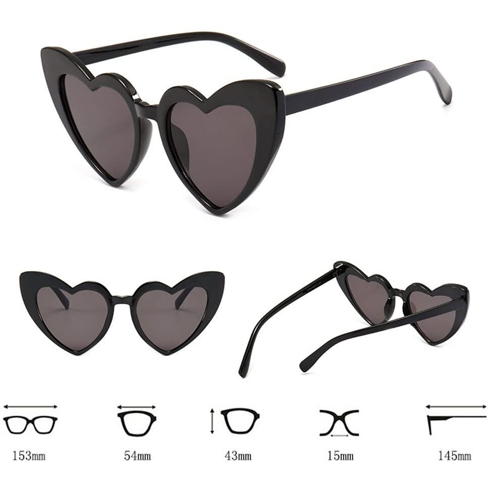 Yoothink 7 Pack Love Heart Shaped Sunglasses Bachelorette Party Sunglasses Bridesmaid Bride Heart Sunglasses (White&Black)