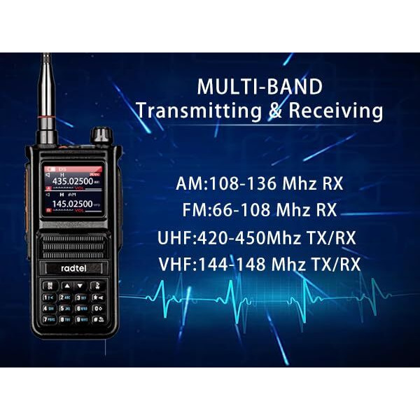 Radtel Rt-470X Tri-Band Ham Radio Walkie Talkies 256Ch Aviation Air Band Two Way Radio Noaa Police Scanner Marine Uhf Vhf Long Range Handheld Transceiver Usb-C, Wireless Copy Frequency