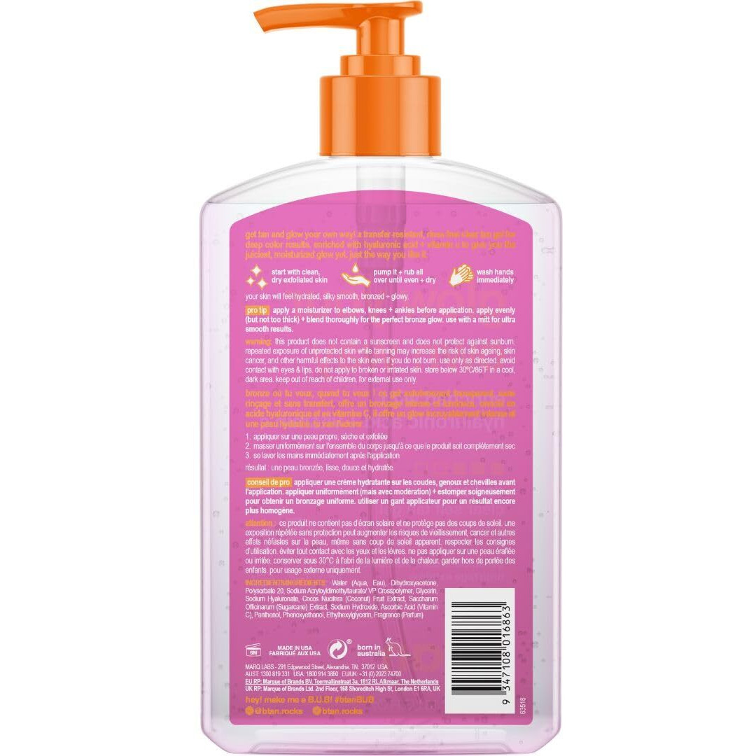 B.Tan Best Clear Self Tanning Gel With Mitt | Glow Your Own Way Bundle - Quick Express Tanner Gel For Face And Body With Applicator, Transfer-Proof, 16 Fl Oz
