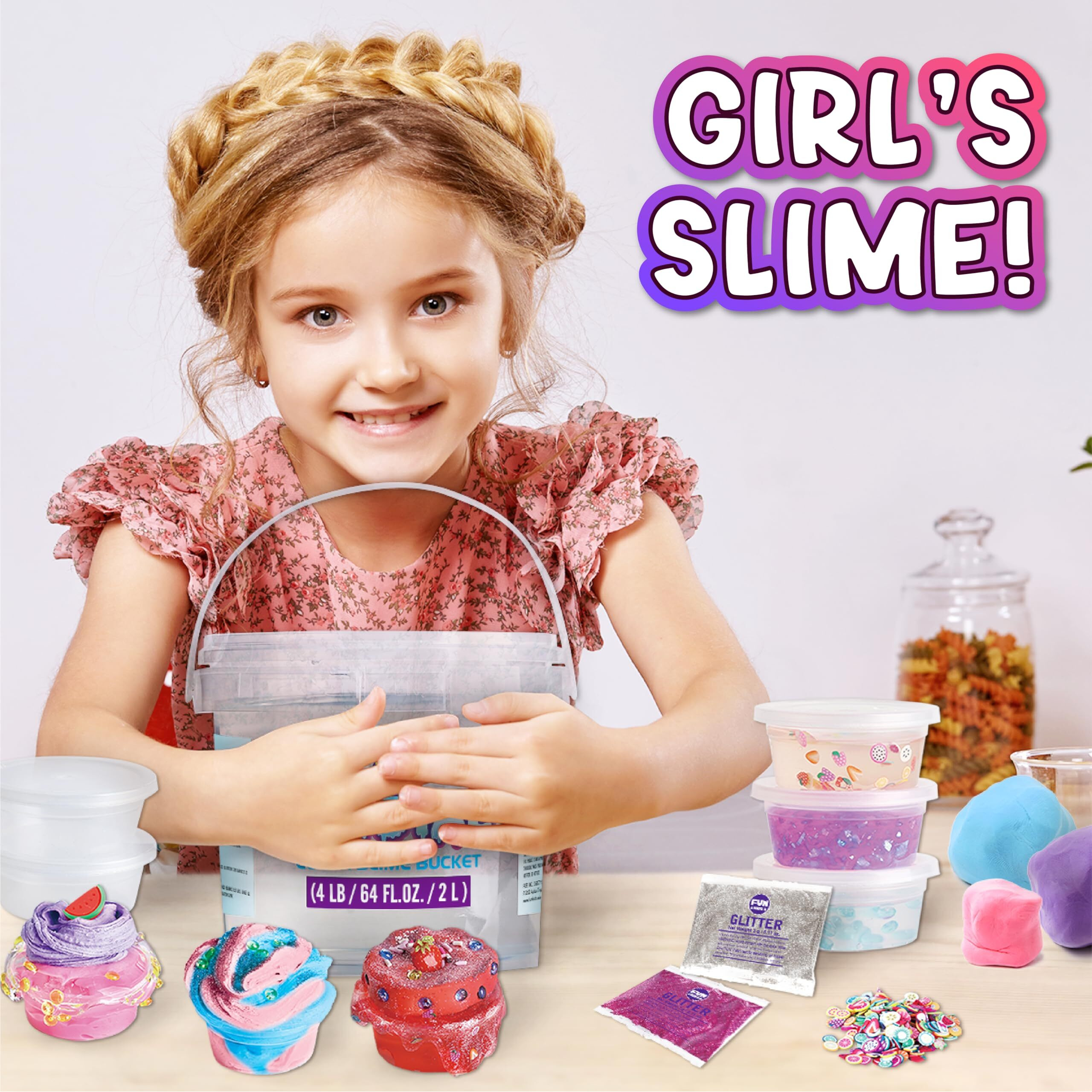 4 Lb Huge Glassy Clear Slime Bucket Toy For Kids, Funkidz 64 Fl Oz Premade Big Crystal Slime Pack Gift With 29 Sets Add-Ins Jumbo Slime Kit For Girls Boys Party Present