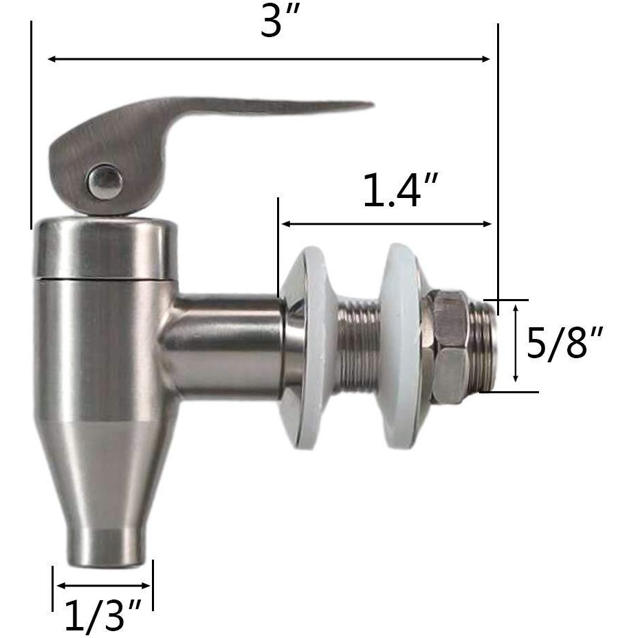 Stainless Steel Beverage Water Drink Dispenser Durable Replacement Push Style Spigot Faucet Food Grade Polished Finished