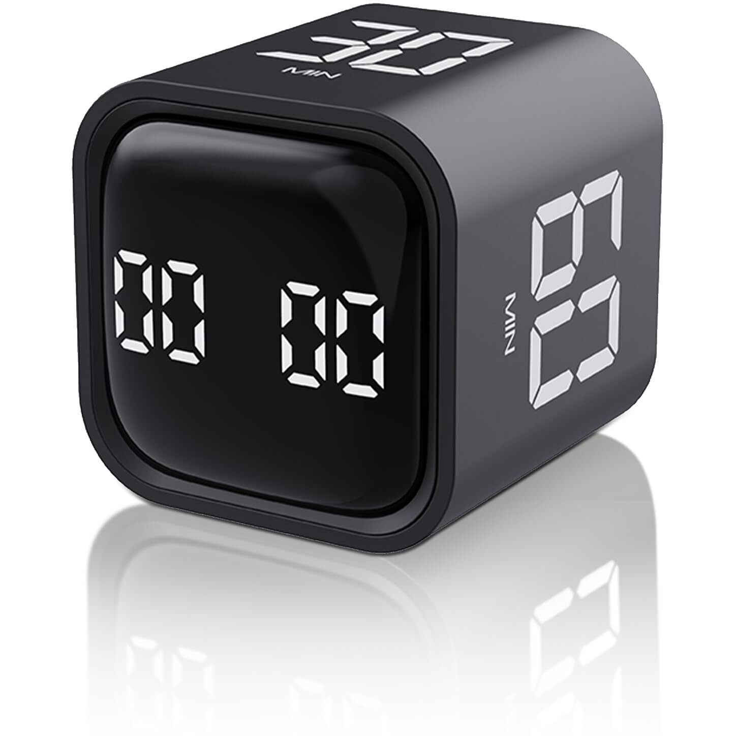 Vewingl Cube Timer,Rotation Timer,5/10/30/60 Minutes And Custom Countdown,Productivity Timer,Pause And Resume,Silent,Vibrate And Adjustable Sound Alarm For Tasks,Work,Study,Kitchen (F4, Black)