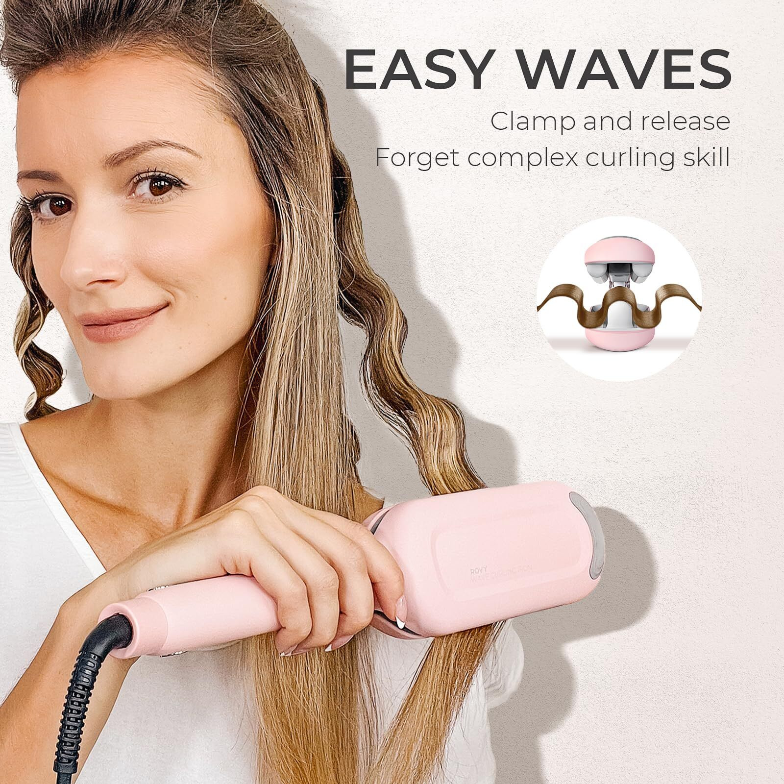 Hair Crimper Waver Hair Tool - Tymo Rovy Deep Waver Curling Iron, Ionic Beach Waves Curling Wand With Ceramic Tourmaline Barrel For Women, Anti-Scald, Quick & Easy, Fast Heating, 9 Temps, Dual Voltage