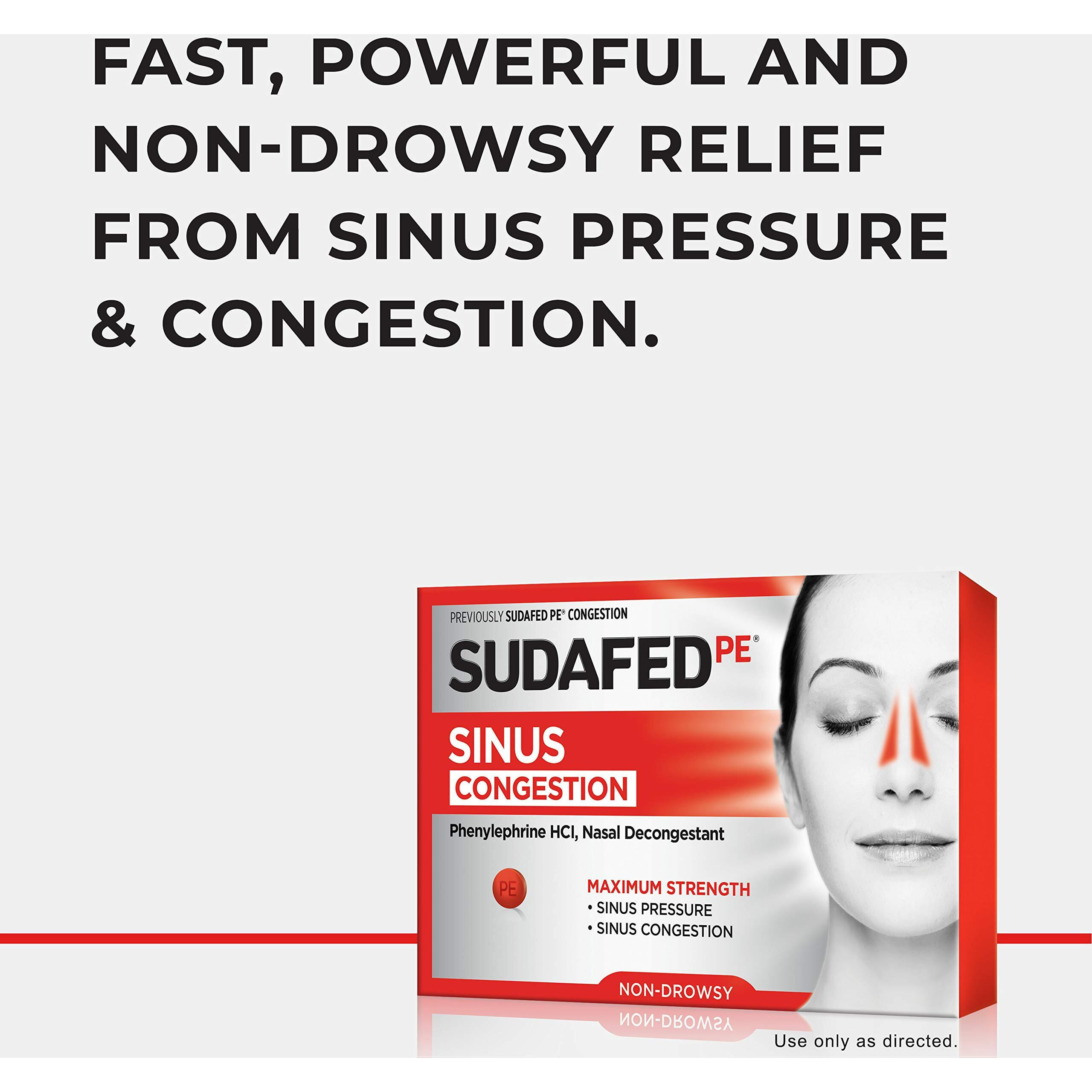 Sudafed Pe Sinus Congestion Maximum Strength Non-Drowsy Decongestant Tablets, 18 Ct