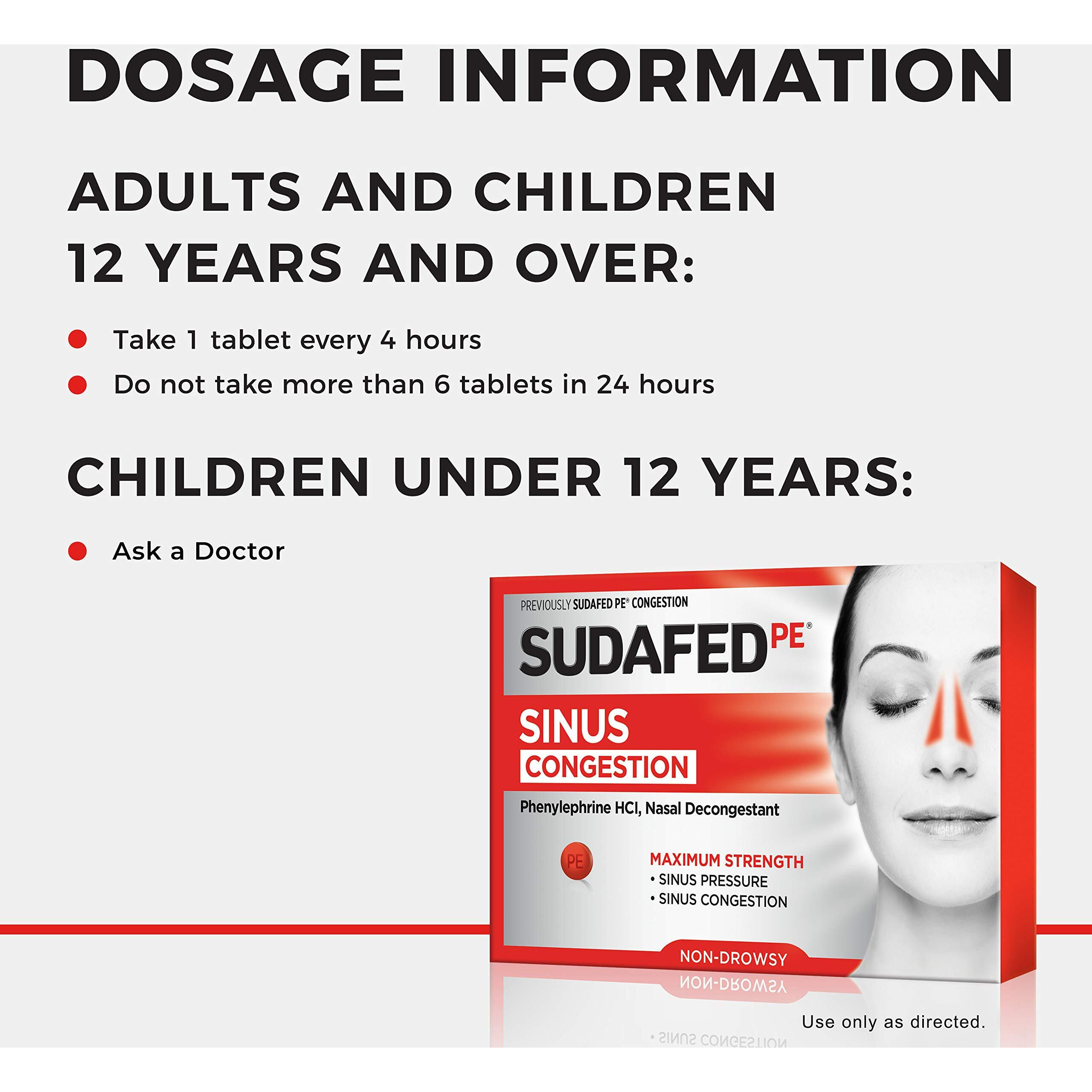 Sudafed Pe Sinus Congestion Maximum Strength Non-Drowsy Decongestant Tablets, 18 Ct