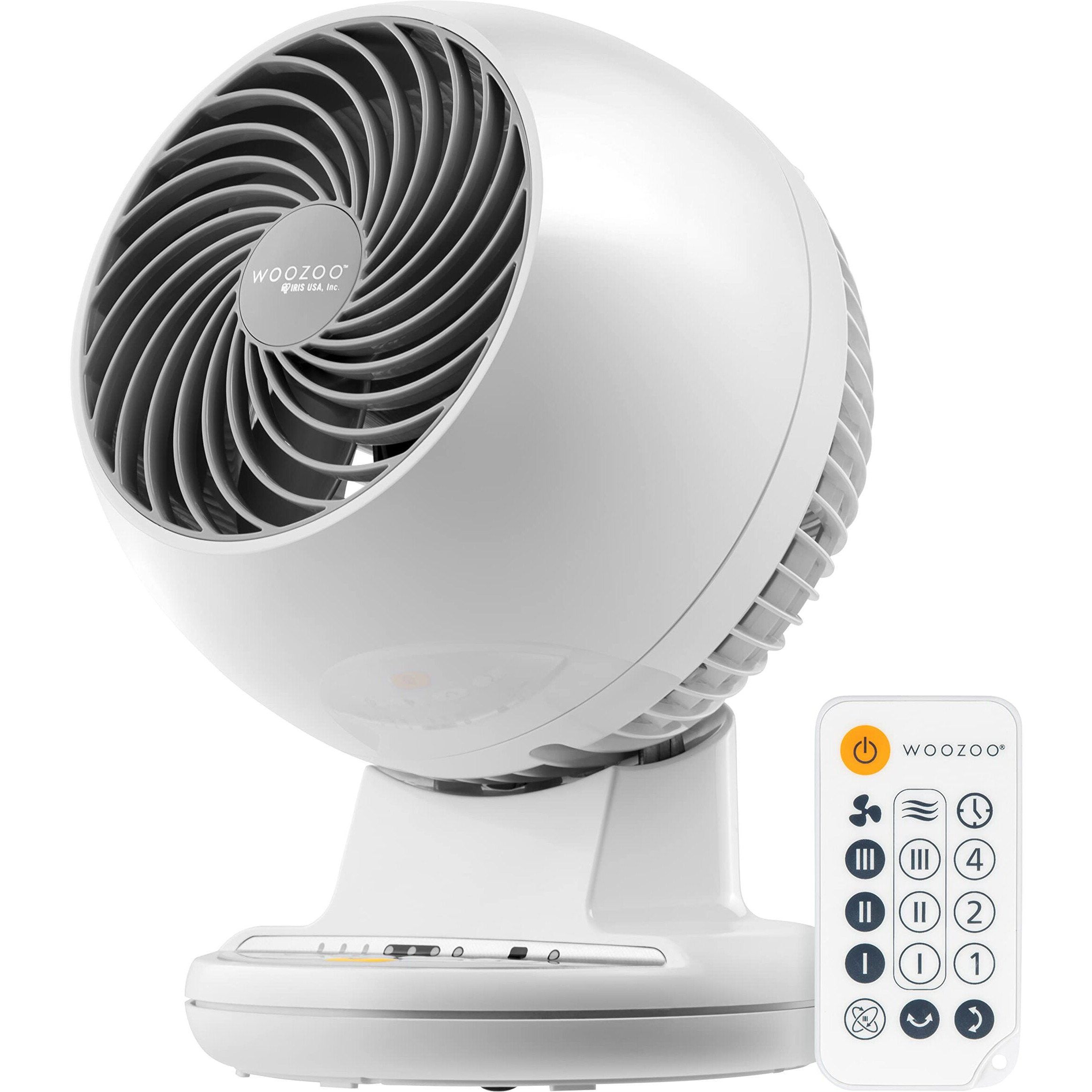 Iris Usa Woozoo Oscillating Fan, Vortex Fan, Remote Equipped 7-In-1 Fan W/ Timer/ Multi Oscillation/ Air Circulator/ 3 Speed Settings, 46Ft Max Air Distance, Medium, White