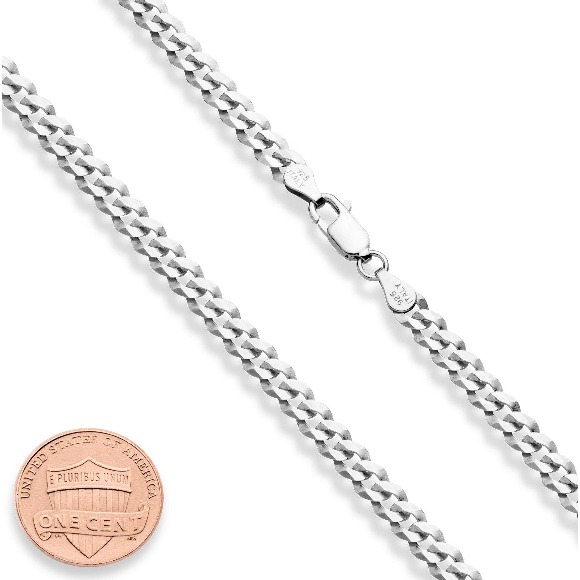 Miabella Solid 925 Sterling Silver Italian 5Mm Diamond Cut Cuban Link Curb Chain Necklace For Women Men, Made In Italy (24 Inches)