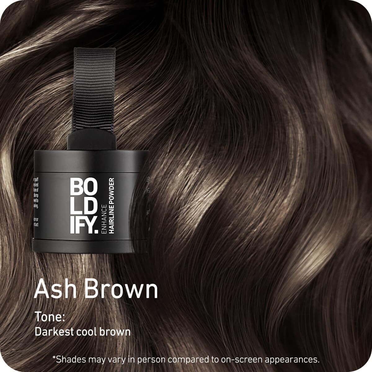 Boldify Hairline Powder Instantly Conceals Hair Loss, Root Touch Up Hair Powder, Hair Toppers For Women & Men, Hair Fibers For Thinning Hair, Root Cover Up, Stain-Proof 48 Hour Formula (Ash Brown)