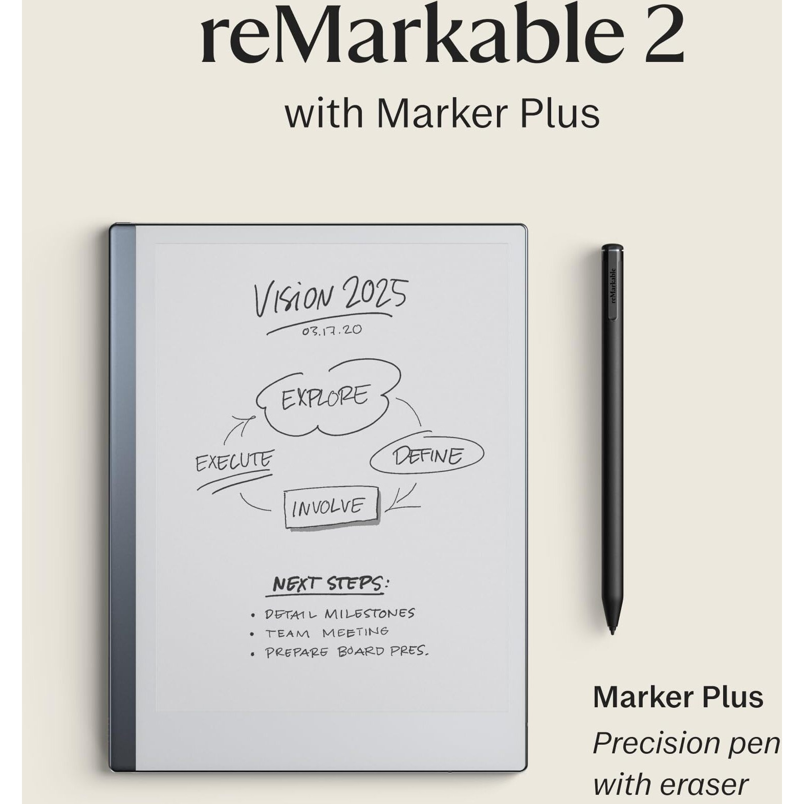 Remarkable Starter Bundle - Remarkable 2 Is The Original Paper Tablet | Includes 10.3    Remarkable Tablet, Marker Plus Pen With Built-In Eraser, And 1-Year Free Connect Trial