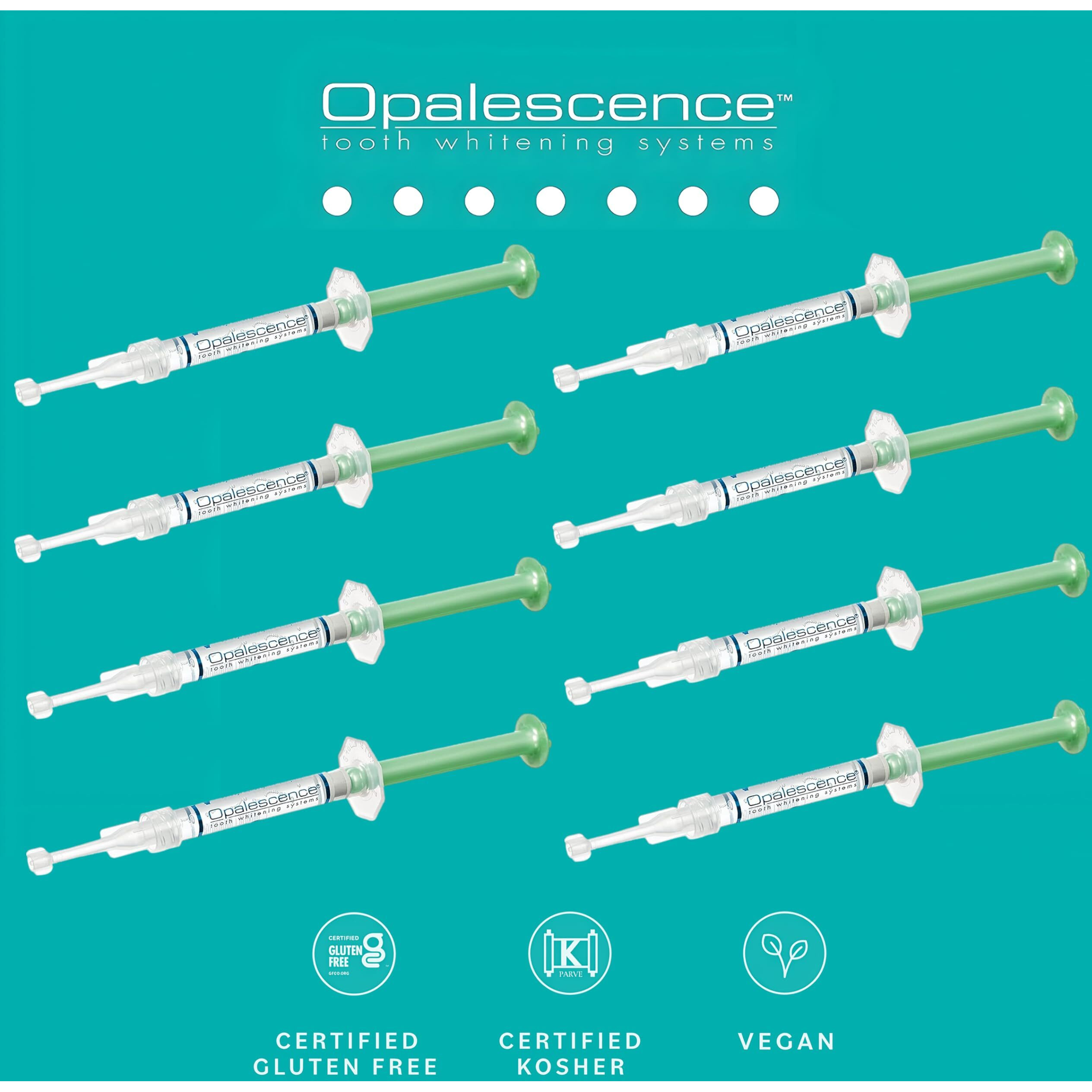 Opalescence 20% Gel Syringes Teeth Whitening - Refill Kit (8 Syringes) Carbamide Peroxide, Fluoride. Made By Ultradent, In Mint Flavor. Tooth Whitening - 5196-4