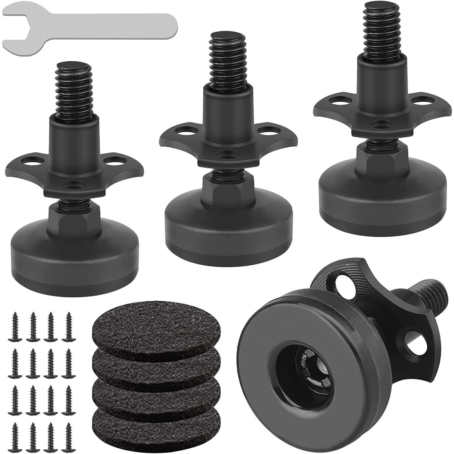Heavy Duty Furniture Levelers, 4 Pack 3/8""-16 Threaded Leveling Feet Furniture Levelers Table Feet Adjustable Leg Levelers For Table/ Chair/Sofa/Desk/Cabinet/Workbench, Supports 1320Lbs-Black