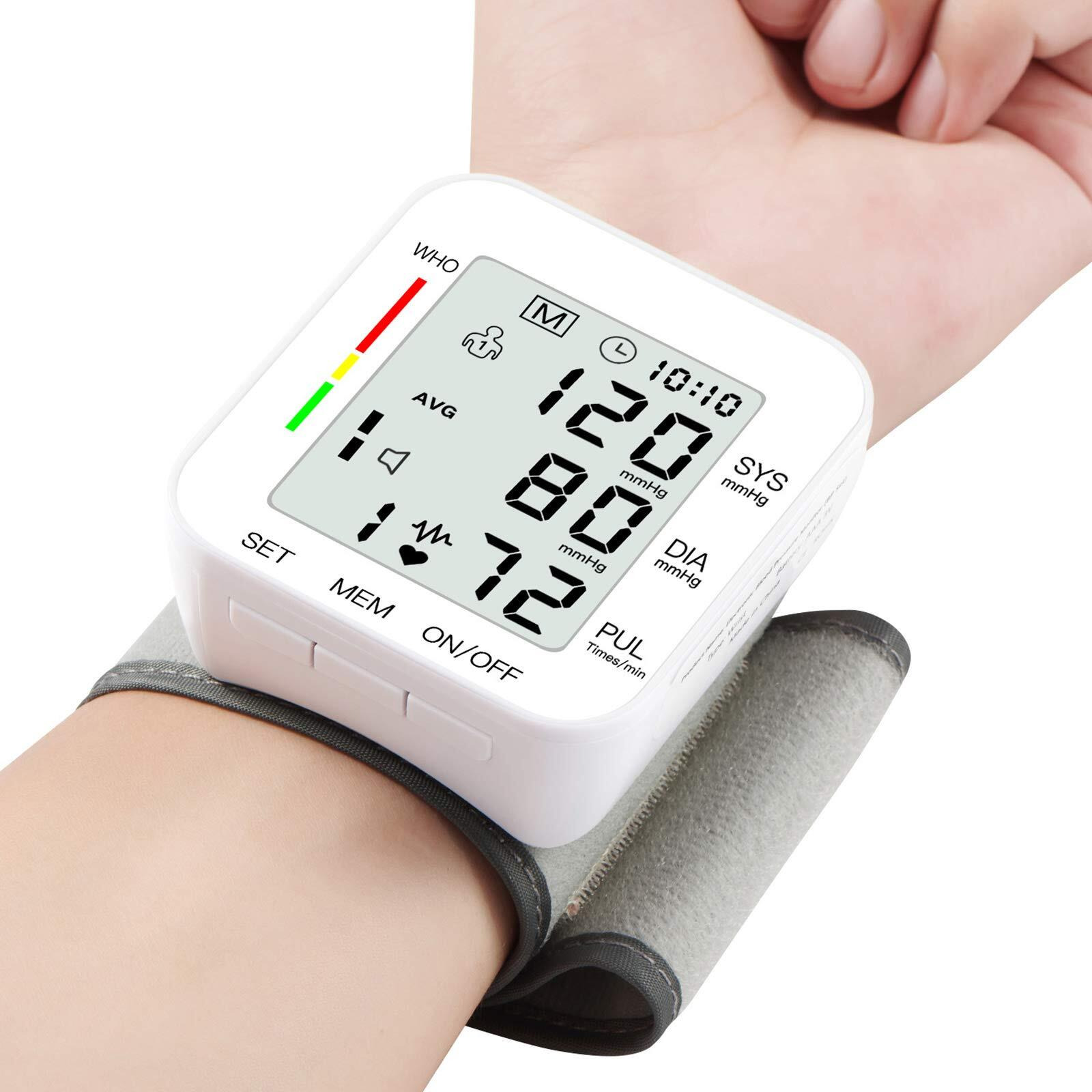 Mmizoo Wrist Blood Pressure Monitor Bp Monitor Large Lcd Display Blood Pressure Machine Adjustable Wrist Cuff 5.31-7.68Inch Automatic 99X2 Sets Memory With Carrying Case For Home Use (W1681)