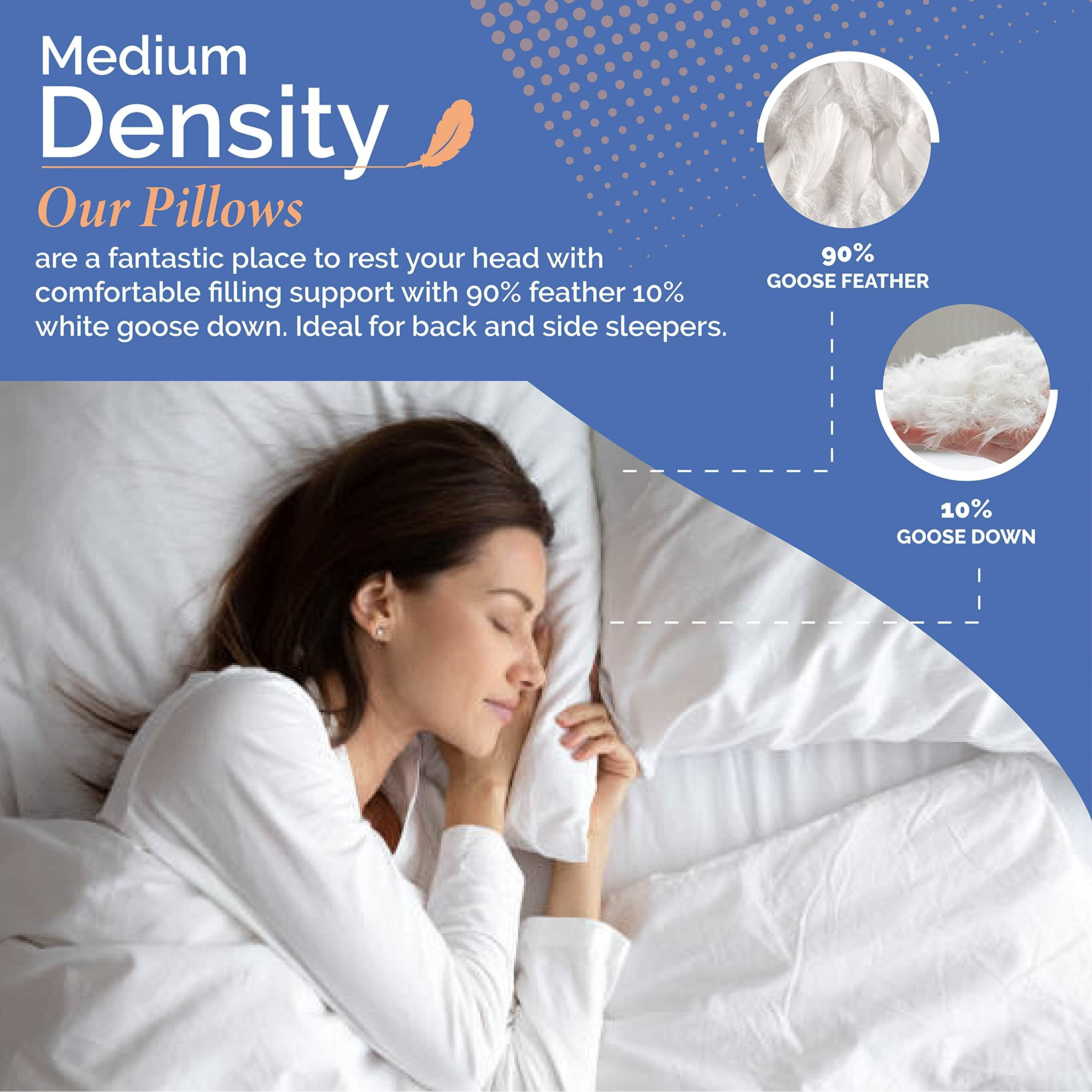 White Goose Down Feather Pillow Down Pillows Queen Size Pack Of 1 20X30 Inch 43 Oz Luxury Hotel Pillows With 100% Cotton Shell Supportive For Side, Back And Stomach Sleepers