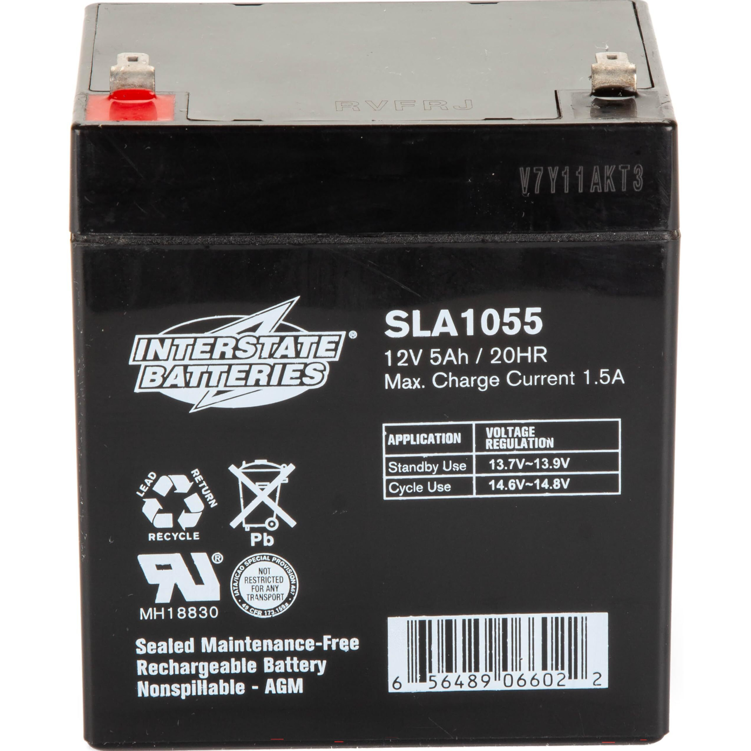 Interstate Batteries 12V 5Ah Battery (F1 Terminal) Sla Agm Vrla Rechargeable Replacement For Alarms, Security, Garage Door Openers For Chamberlain, Genie, Liftmaster, Craftsman, Workhorse (Sla1055)