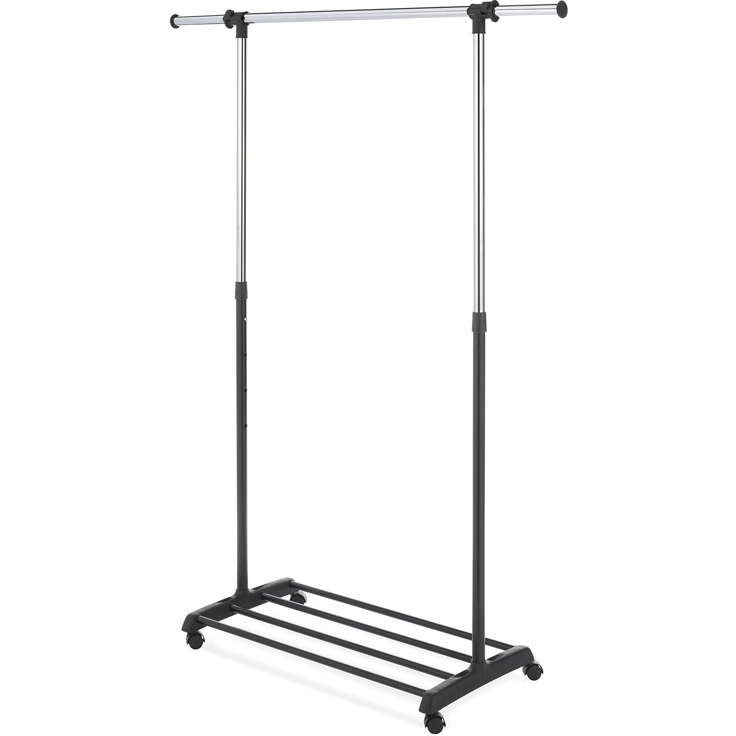 Whitmor Deluxe Adjustable Garment Rack - Rolling Clothes Organizer - Black And Chrome
