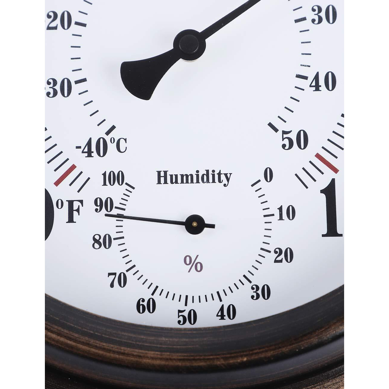 Indoor Outdoor Thermometer - Premium Steel Wall Thermometer Hygrometer For Patio, Wall Or Decorative, No Battery Required Hanging Thermometer 8"" Round Diameter (Bronze)