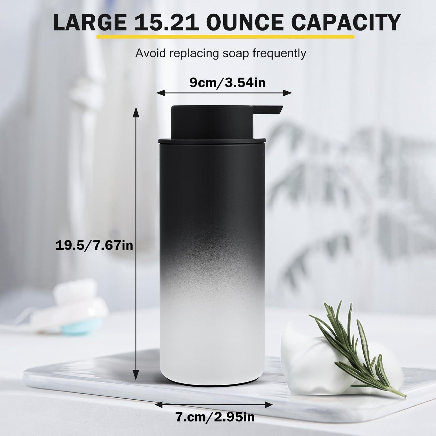 Foaming Soap Dispenser - 12 Oz Ceramic Soap Dispenser With Pump, Liquid Hand Soap Dispenser For Bathroom & Kitchen, Refillable Lotion Dispenser