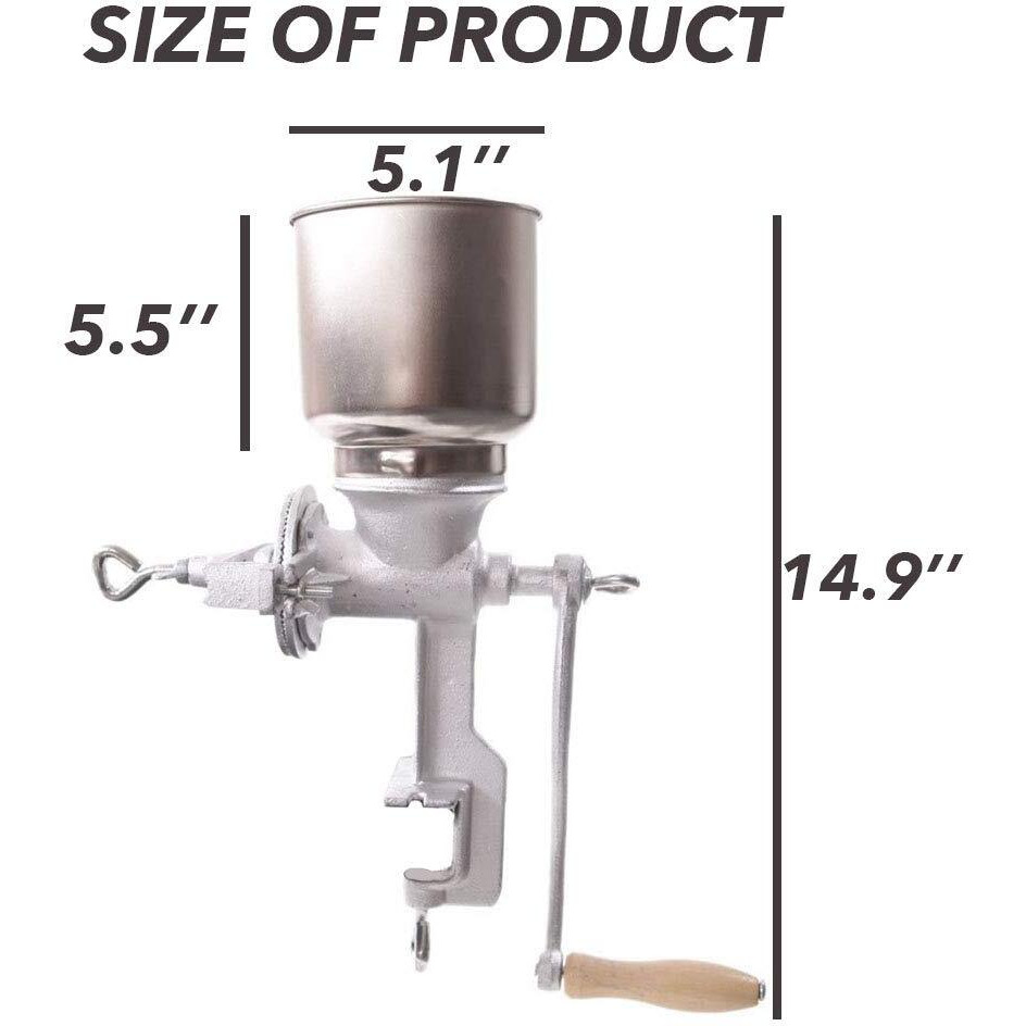 Grain Mill Iron Grain Grinder Manual Mill Food Grinder Hand Crack Corn Grinder Crank Grains Oats Corn Wheat Coffee Nuts Malt Mill Hand Operated Grain Mill