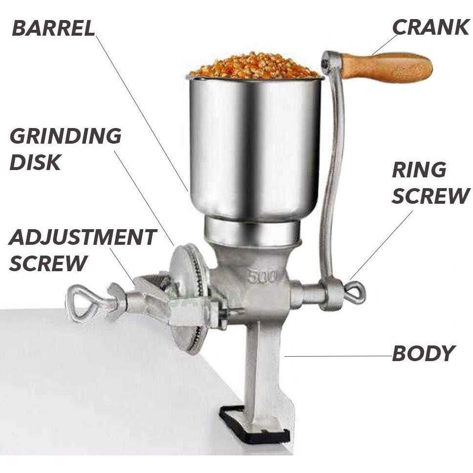 Grain Mill Iron Grain Grinder Manual Mill Food Grinder Hand Crack Corn Grinder Crank Grains Oats Corn Wheat Coffee Nuts Malt Mill Hand Operated Grain Mill
