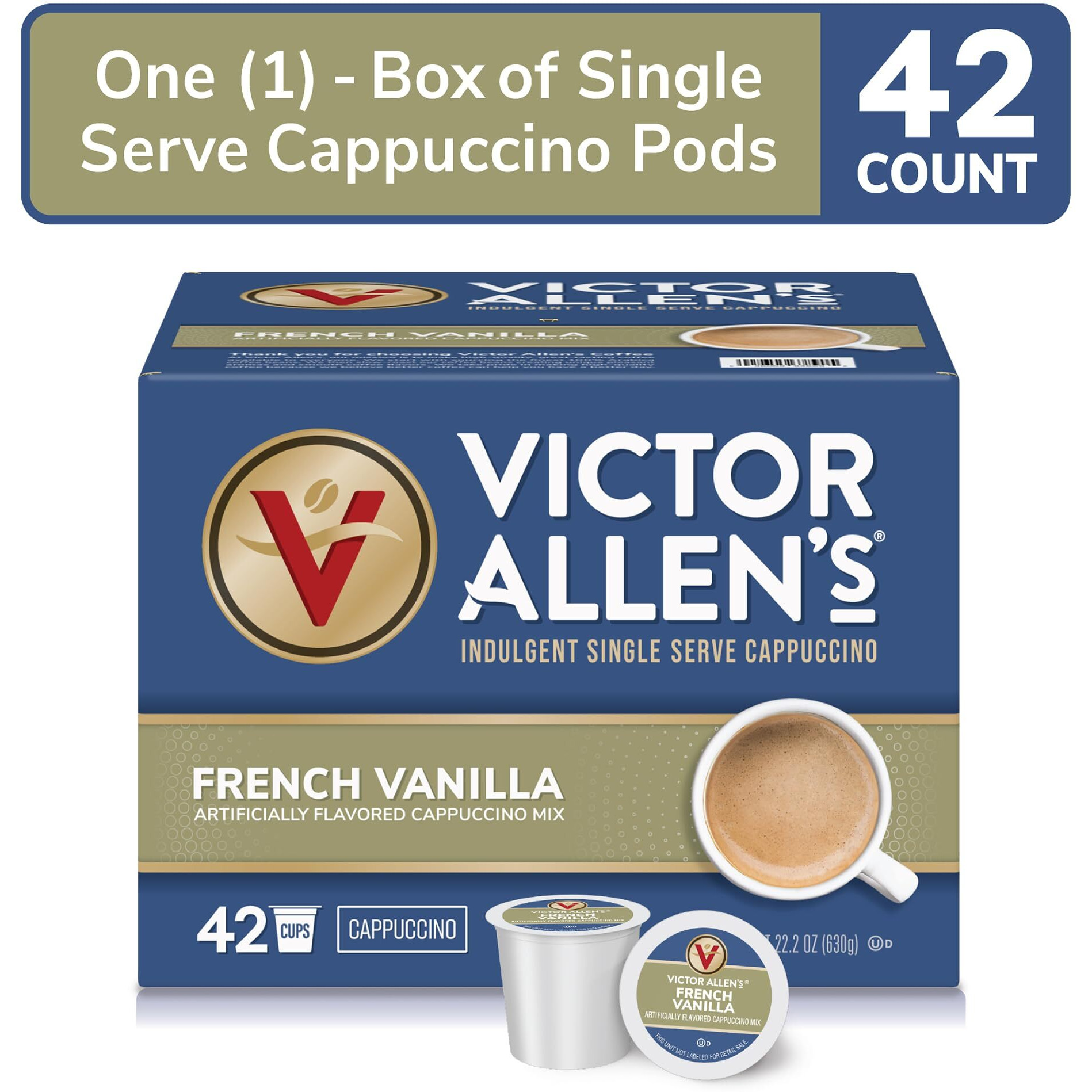 Victor Allen's Coffee French Vanilla Flavored Cappuccino Mix, 42 Count, Single Serve K-Cup Pods For Keurig K-Cup Brewers