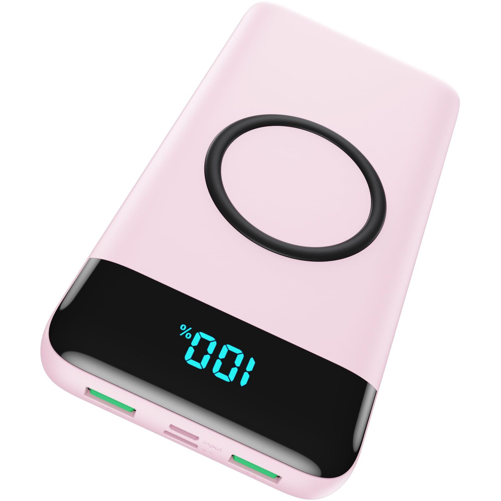 Wireless Portable Charger 30,800Mah 15W Wireless Charging 25W Pd Qc4.0 Fast Charging Smart Led Display Usb-C Power Bank,4 Output& 2 Input External Battery Pack Compatible With Iphone,Samsung Etc-Pink