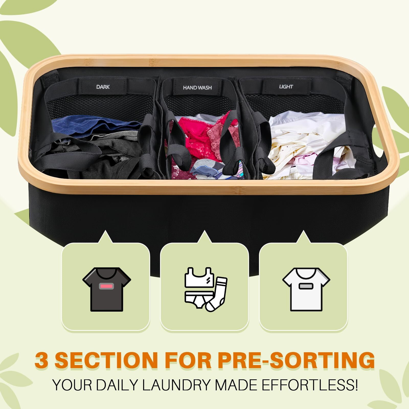 Laundry Hamper 3 Section, 160L Extra Large Hampers For Laundry Basket With Lid, Dirty Clothes Hamper Laundry Basket Organizer For Bedroom,Laundry Room