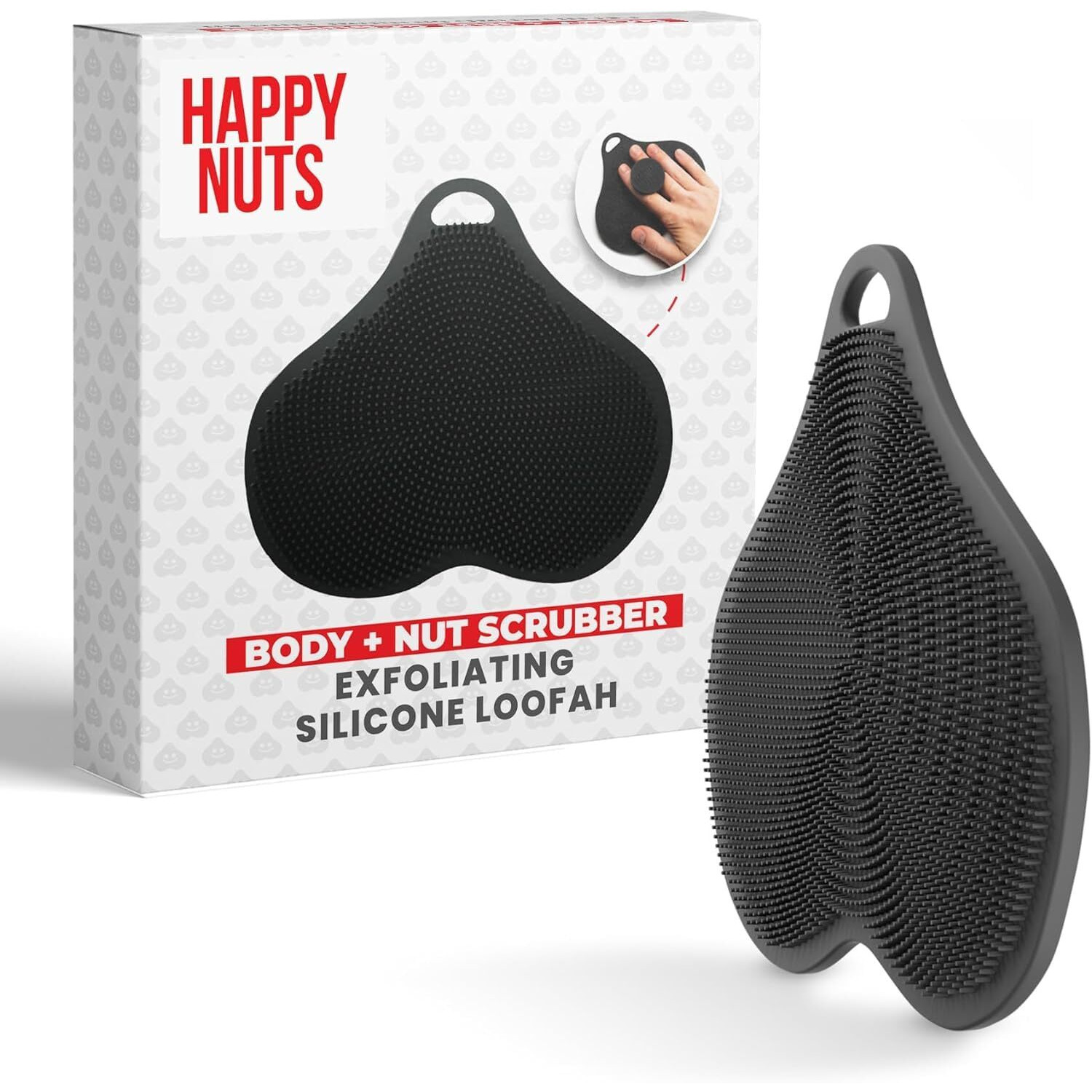 Happy Nuts Silicone Body Scrubber, Exfoliating Body Scrubber For Sensitive Skin, Eco Friendly Shower Scrubber For Body, Silicone Body Brush For Showering (1 Pack, Scrubber)