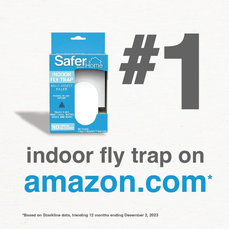 Safer Brand Home Sh502-2Sr 2 Indoor Plug-In Fly Traps For Flies, Fruit Flies, Moths, Gnats, And Other Flying Insects - 2 Traps + 2 Glue Cards