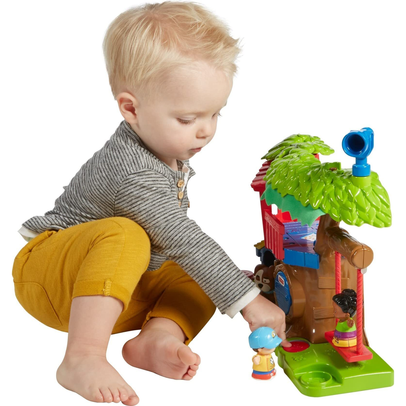 Fisher-Price Little People Toddler Musical Toy Swing & Share Treehouse Playset With 3 Figures For Pretend Play Ages 1+ Years