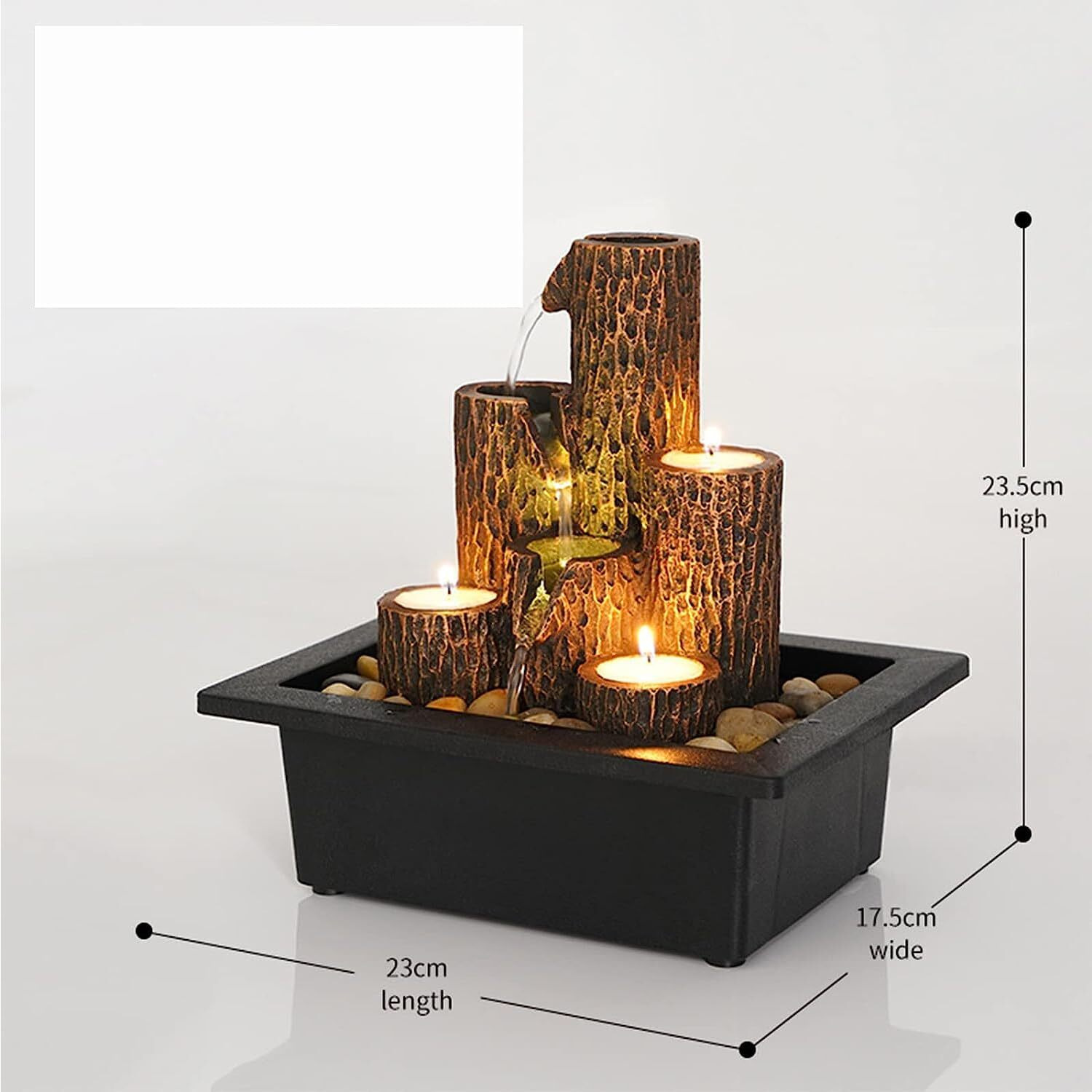 Indoor Tabletop Water Fountain, 3 Tier Lotus Leaf Desktop Fountain With On/Off Switch And Natural River Rocks, Zen Relaxation For Office Living Room Bedroom D  Cor (D)