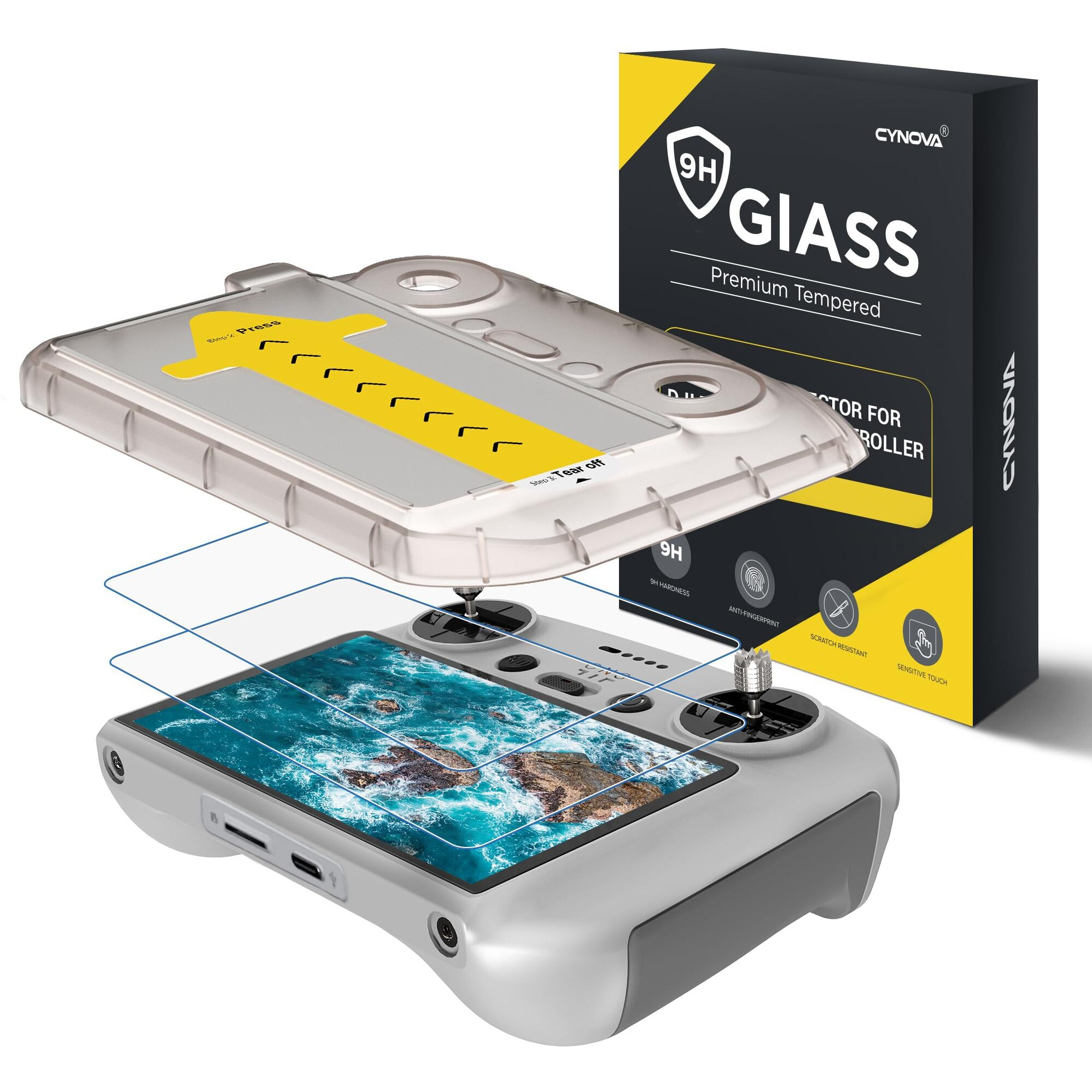Cynova Dji Rc2 Screen Protector With Auto Alignment Kit, Dji Rc Controller Hd Tempered Glass Screen Protector Film For Dji Mini 4 Pro/Dji Mini 3 / Dji Mini 3 Pro/Dji Air 3 Accessories