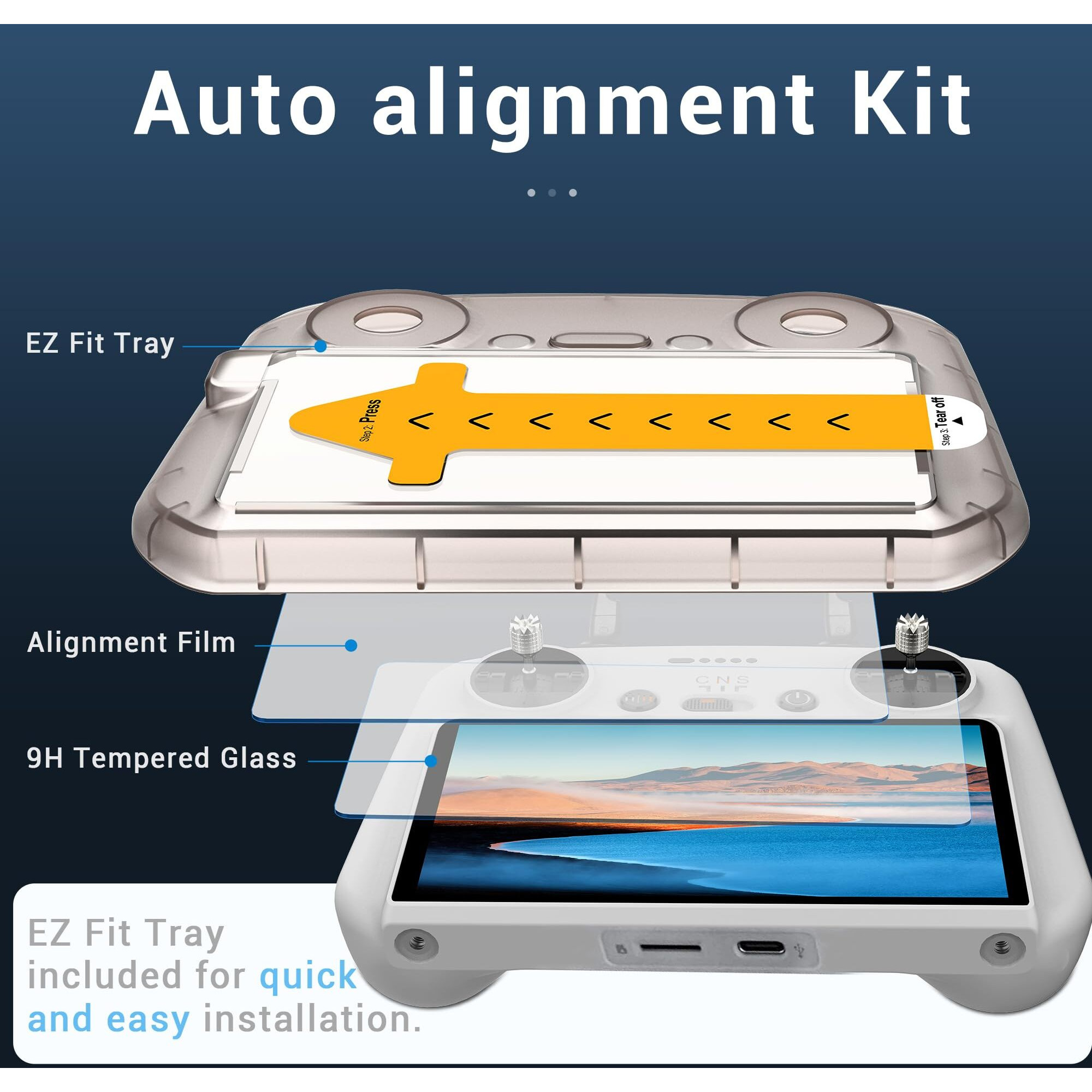 Cynova Dji Rc2 Screen Protector With Auto Alignment Kit, Dji Rc Controller Hd Tempered Glass Screen Protector Film For Dji Mini 4 Pro/Dji Mini 3 / Dji Mini 3 Pro/Dji Air 3 Accessories