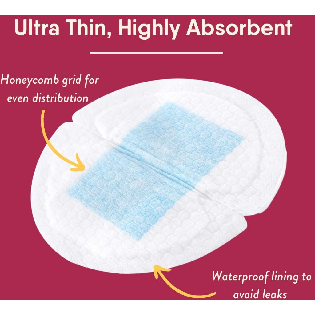 Naturebond Disposable Nursing Pads Ultra Thin Breastfeeding Breast Pads, Light, Contoured And Highly Absorbent. Highest Absorbency/Thinness Ratio 1Mm (120 Pads)