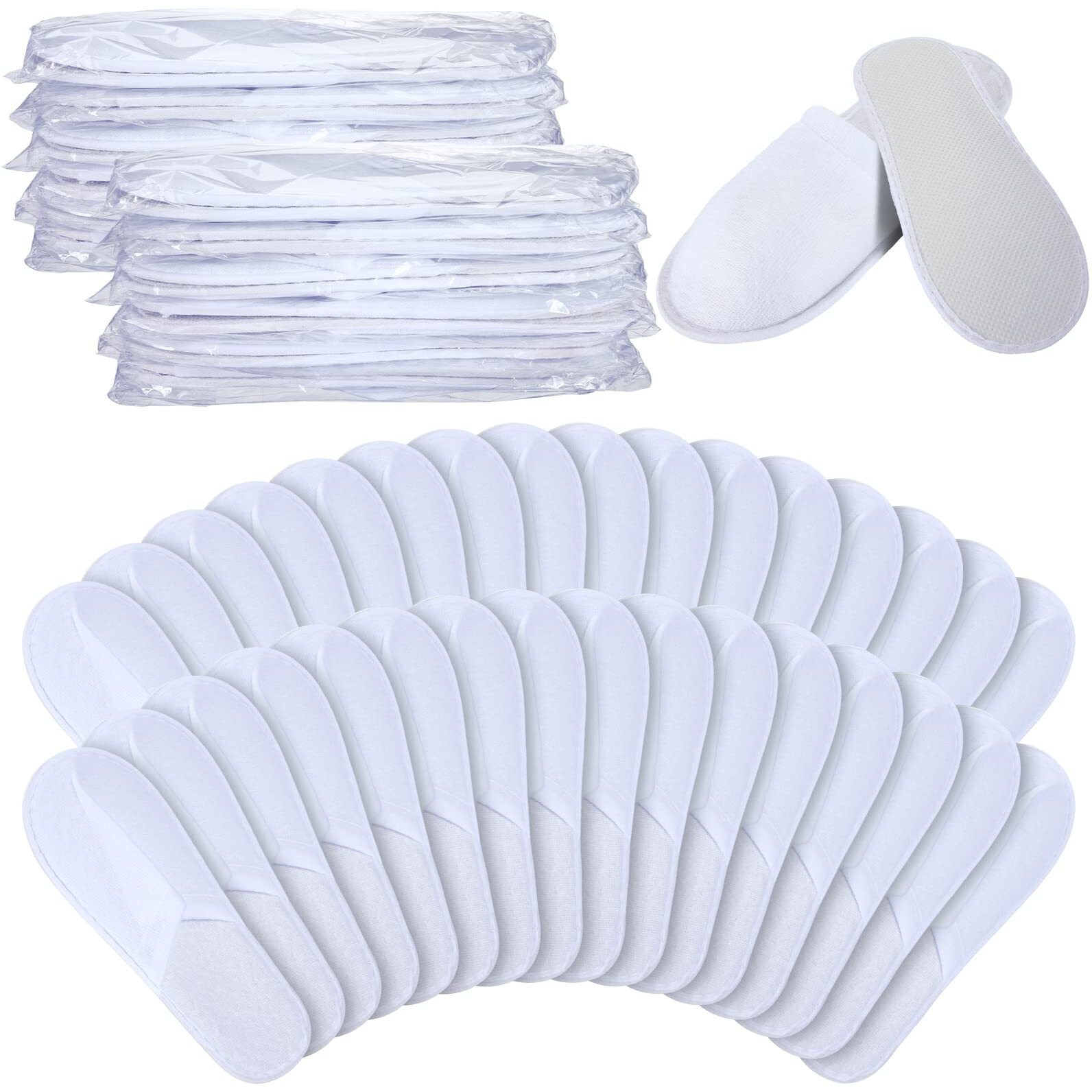 60 Pairs Spa Slippers Unisex Disposable Hotel Guest House Slippers For Spa Party Guest Home Hotel Travel, White Non-Slip Slipper Two Size Fits Most Men And Women (11 Inch)