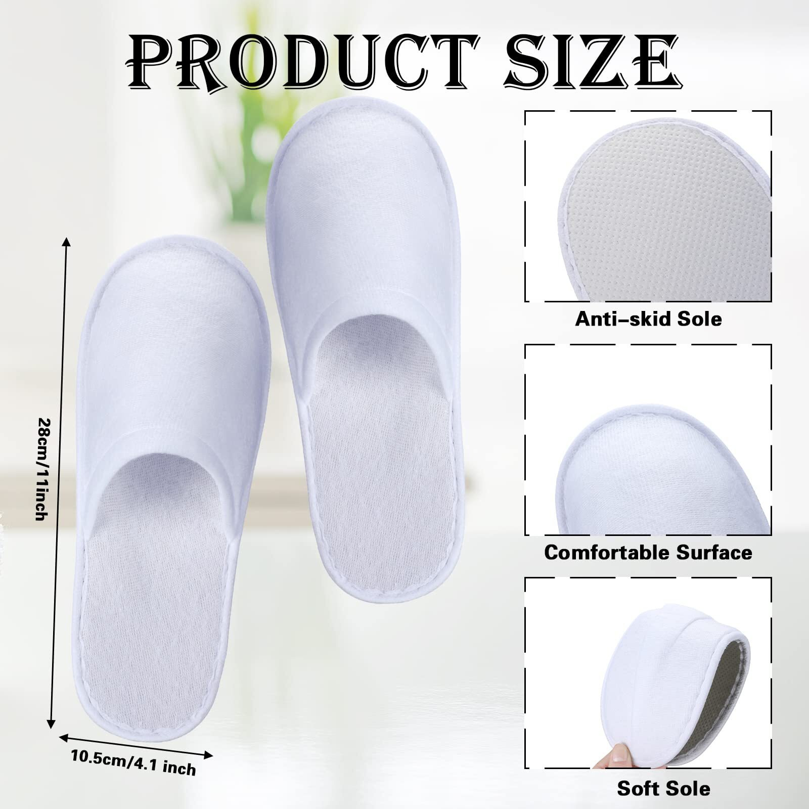 60 Pairs Spa Slippers Unisex Disposable Hotel Guest House Slippers For Spa Party Guest Home Hotel Travel, White Non-Slip Slipper Two Size Fits Most Men And Women (11 Inch)