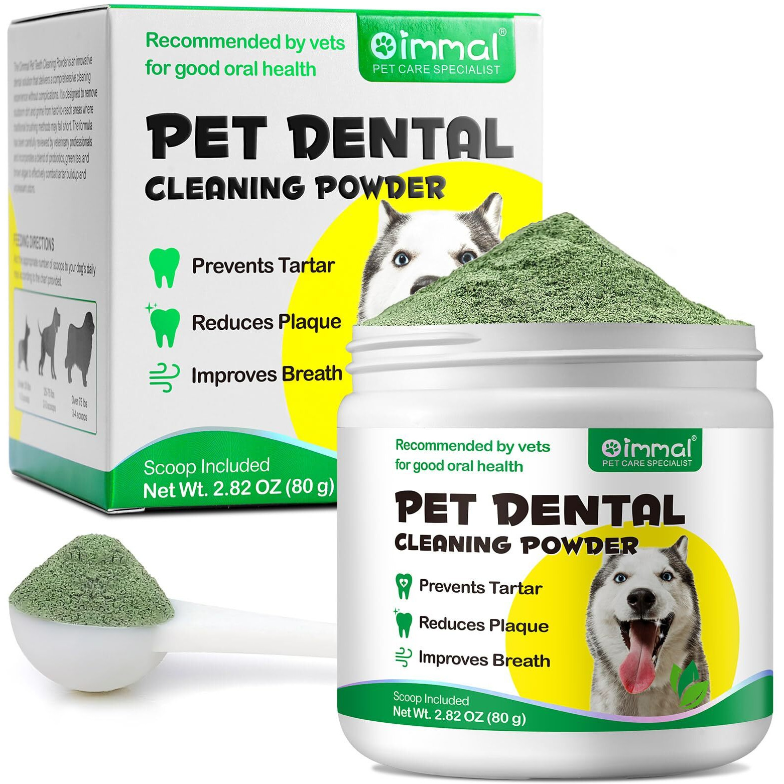 Teeth Cleaning Powder For Dogs, Dental Powder For Dogs - Dog Breath Freshener Powder With Probiotics For Bad Breath, Plaque, Tartar Remover - Dental Care Supplies For Small, Medium, Large Dogs - 80G
