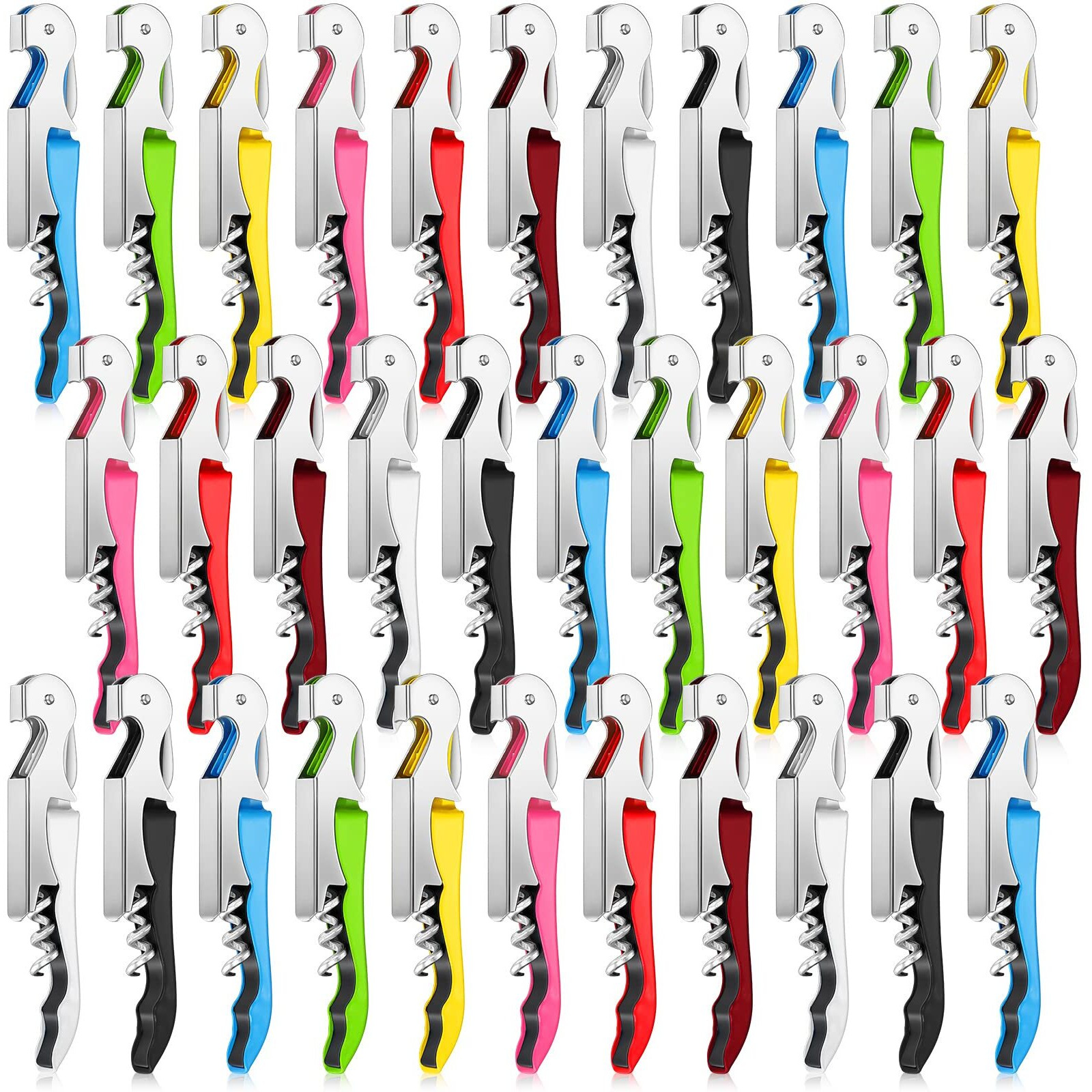 40 Pieces Wine Key Opener Corkscrew Wine Opener Waiter Metal Bottle Wine Opener Heavy Wine Key Fold Beer Corkscrew Serrated Foil Cutter Key For Home Restaurants Bars Waiter Bartenders 8 Colors