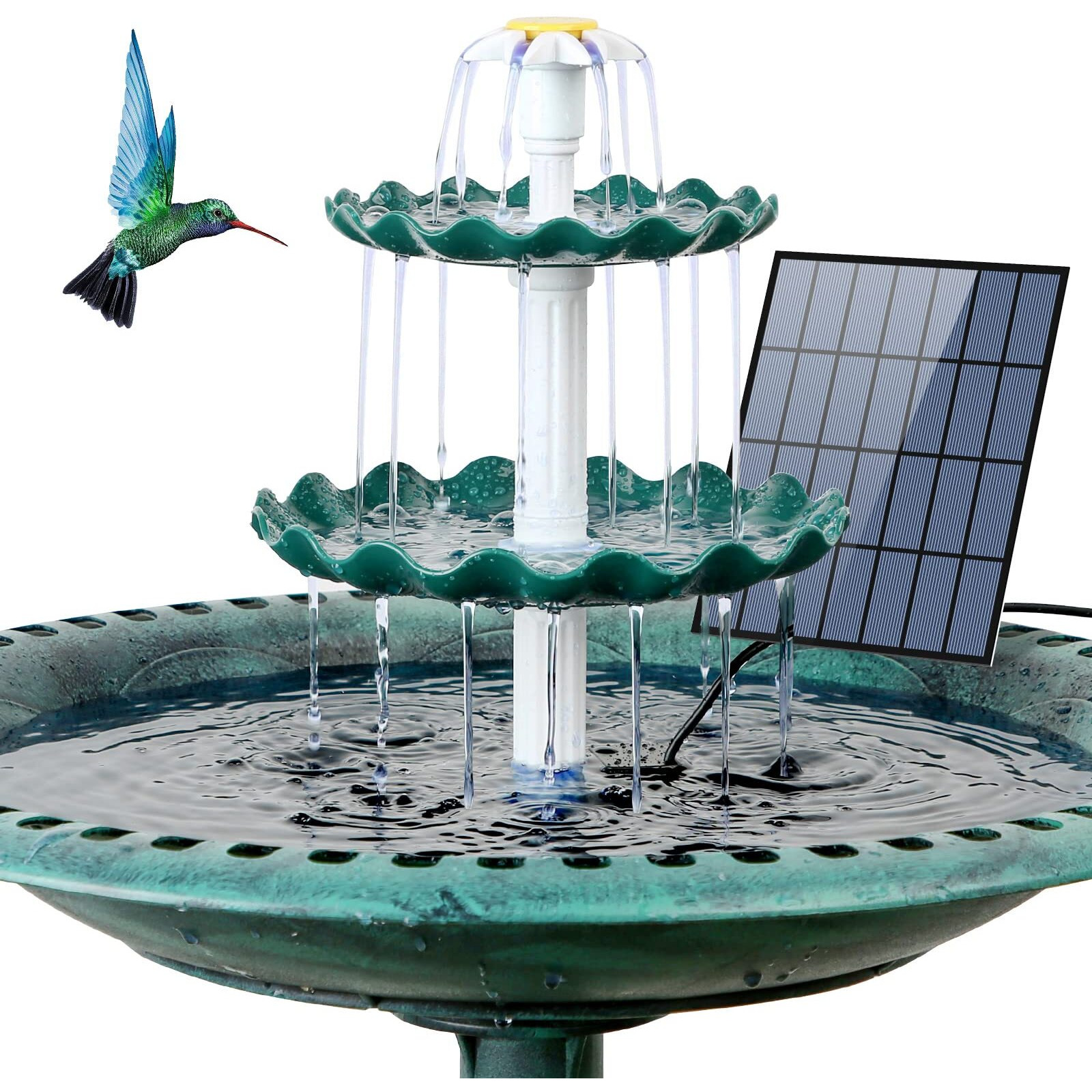 Aisitin 3 Tiered Bird Bath With 3.5W Solar Pump, Diy Solar Fountain Detachable And Suitable For Bird Bath, Garden Decoration, Outdoor Bird Feeder
