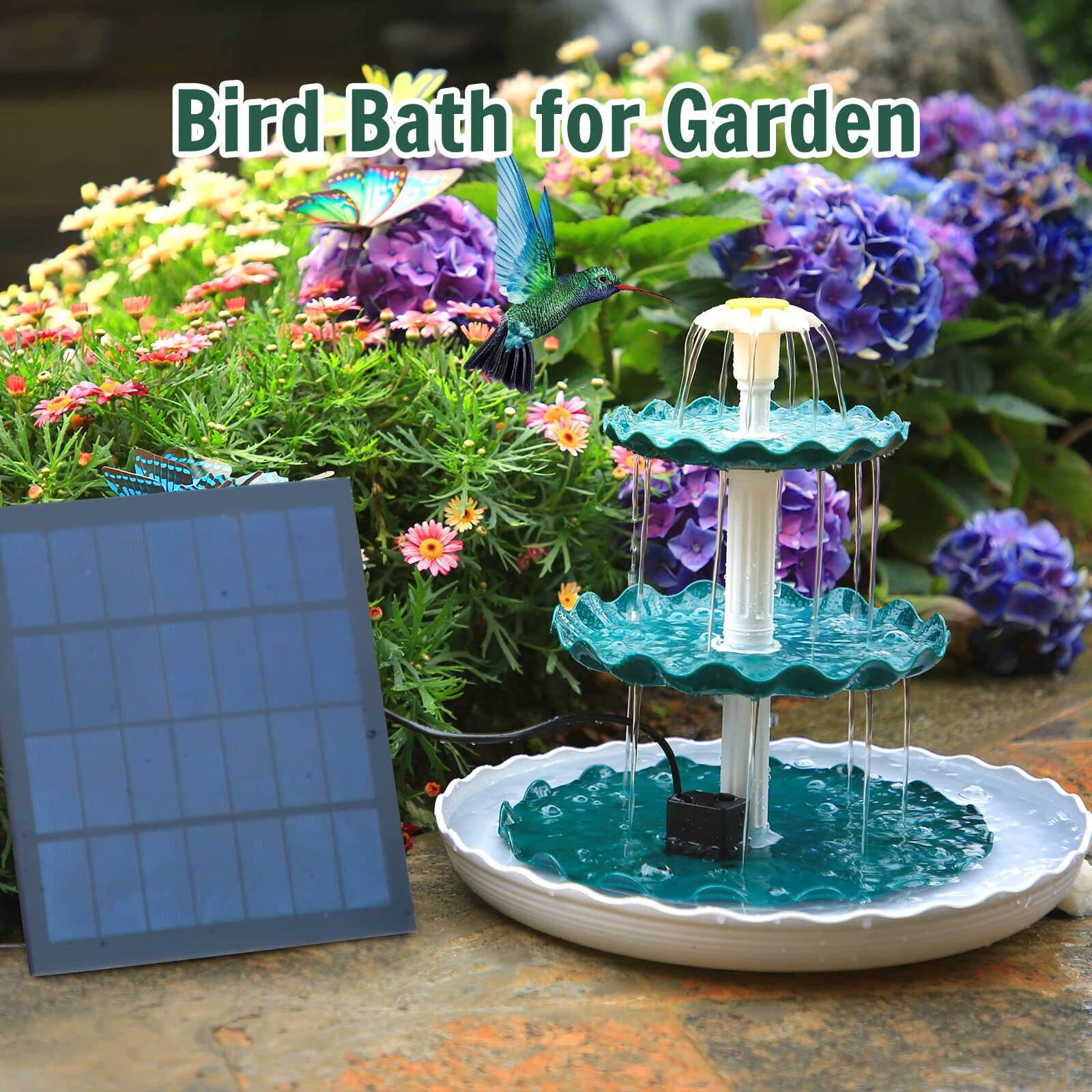 Aisitin 3 Tiered Bird Bath With 3.5W Solar Pump, Diy Solar Fountain Detachable And Suitable For Bird Bath, Garden Decoration, Outdoor Bird Feeder