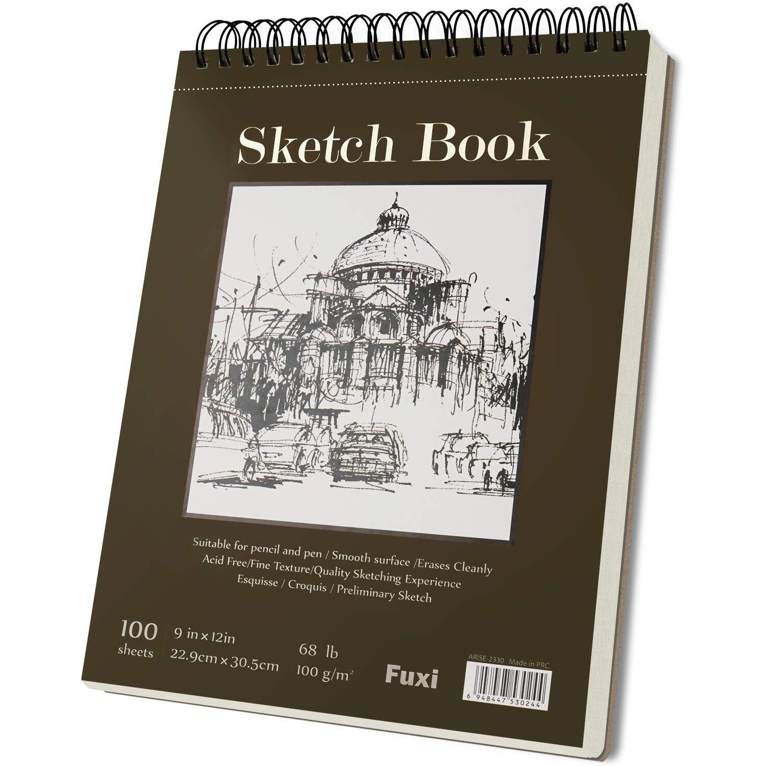 9 X 12 Inches Sketch Book, Top Spiral Bound Sketch Pad, 1 Pack 100-Sheets (68Lb/100Gsm), Acid Free Art Sketchbook Artistic Drawing Painting Writing Paper For Kids Adults Beginners Artists