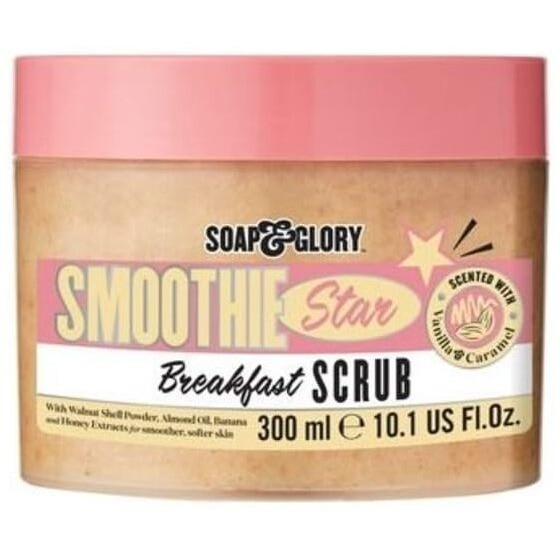Soap & Glory Smoothie Star Exfoliating Breakfast Body Scrub - Buff & Smooth Body Scrub - Almond & Caramel Scented Body Polish - Brightening Body Scrub With Honey Extract & Sweet Almond Oil (300Ml)